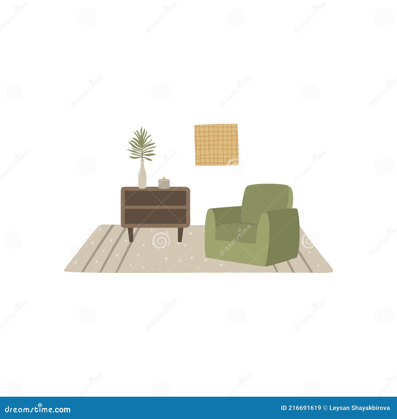 Vector Illustration of a Japandi Design Interior Stock Vector ...