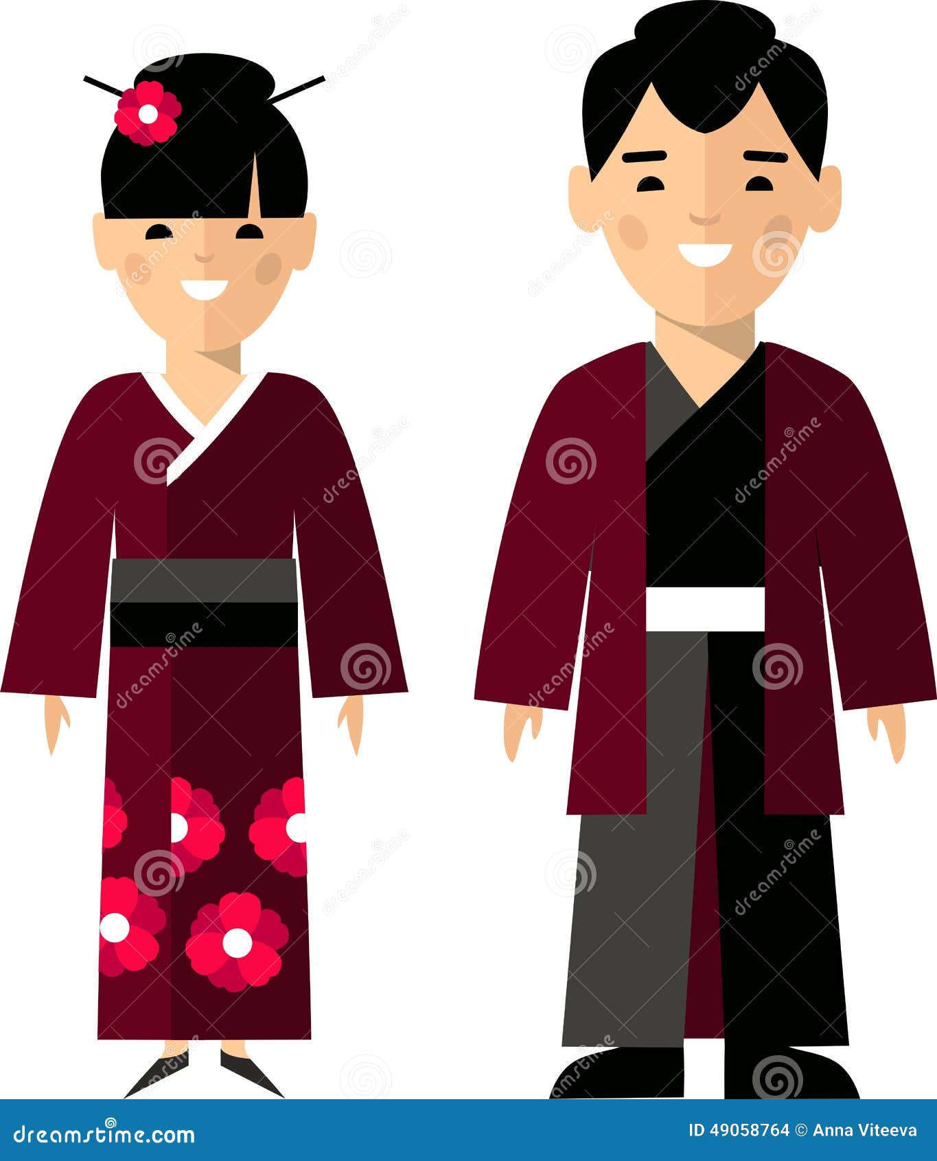 Vector Illustration Of Japanese Male And Female Stock Illustration ...