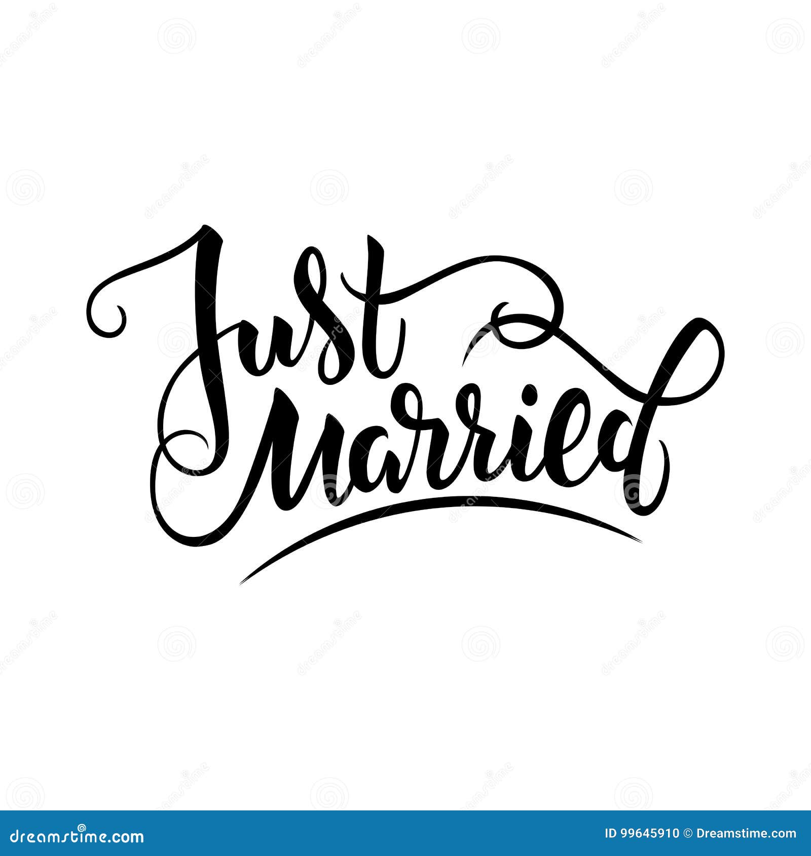   of just married text with background and textures for wedding. handwritten modern calligraphy just married car