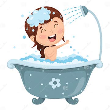 Vector Illustration of Kid Bathing Stock Vector - Illustration of ...