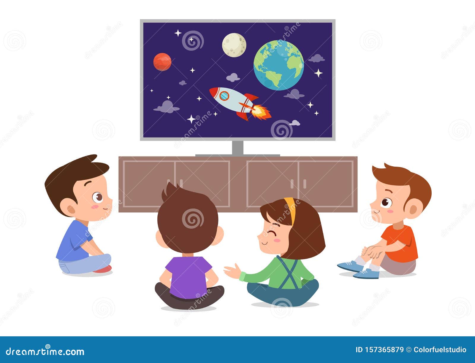 Vector Illustration Of Kid Watching  Tv  Stock Illustration 