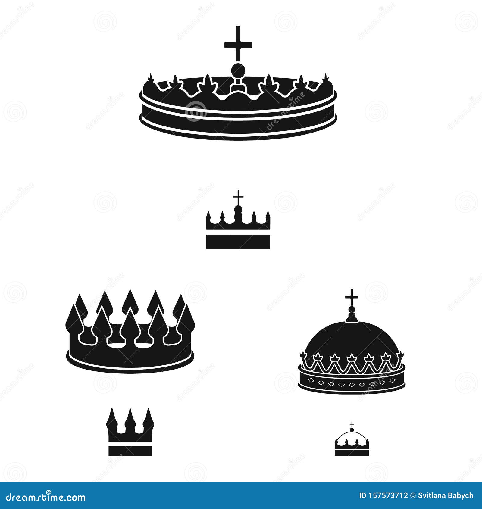   of king and majestic icon. set of king and gold  icon for stock.