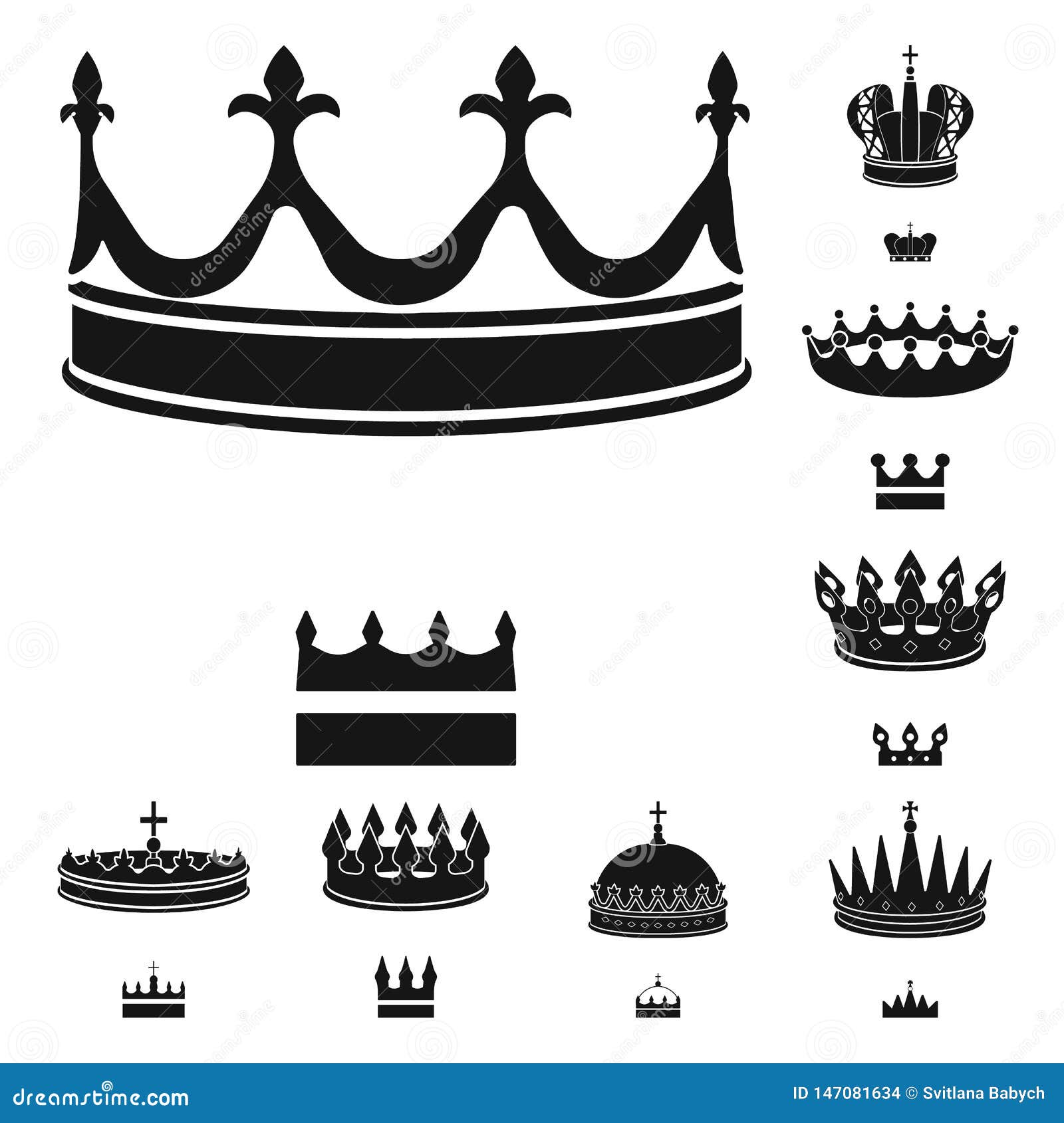   of king and majestic icon. collection of king and gold  icon for stock.