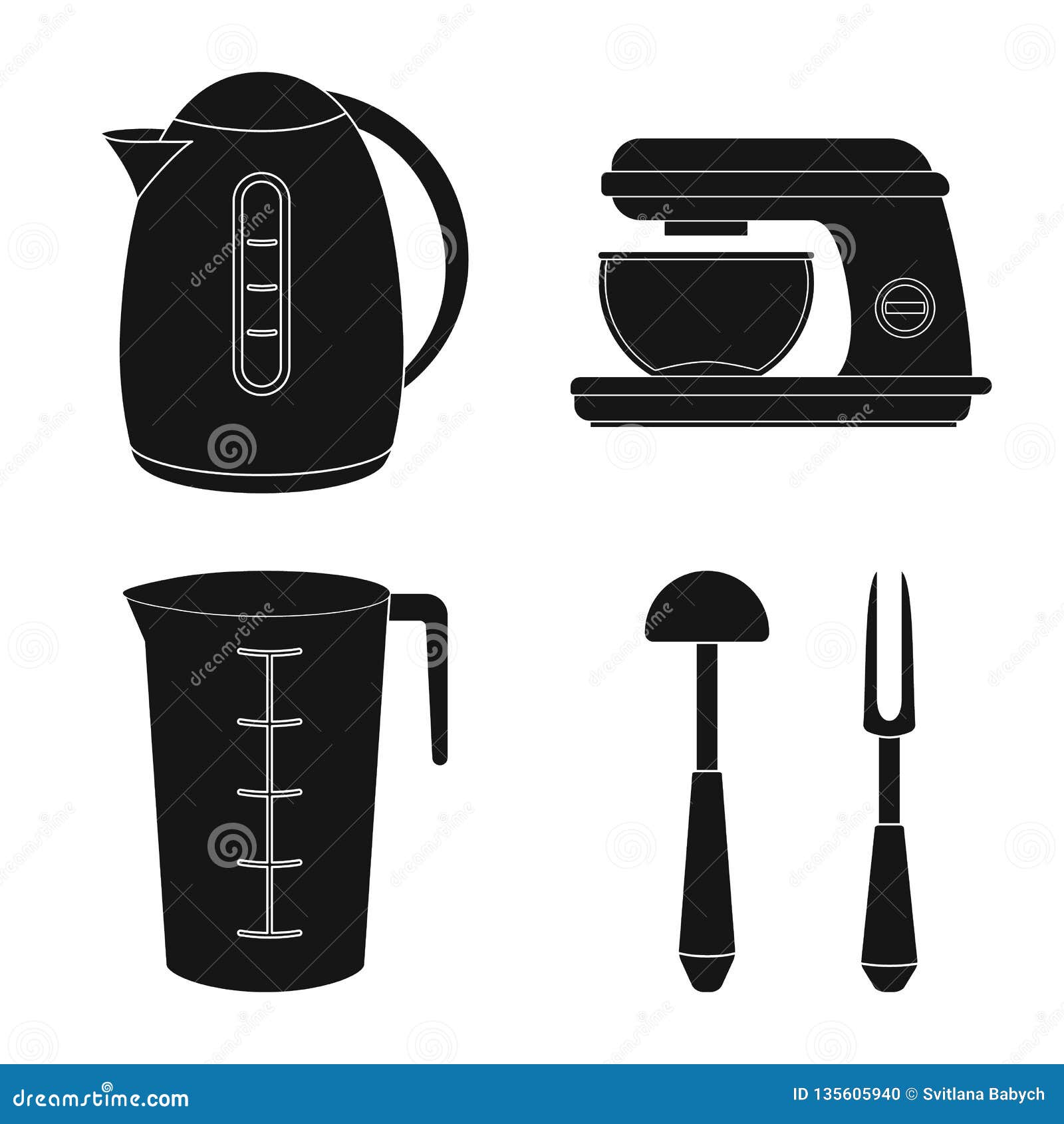 Vector Design of Kitchen and Cook Logo. Set of Kitchen and Appliance