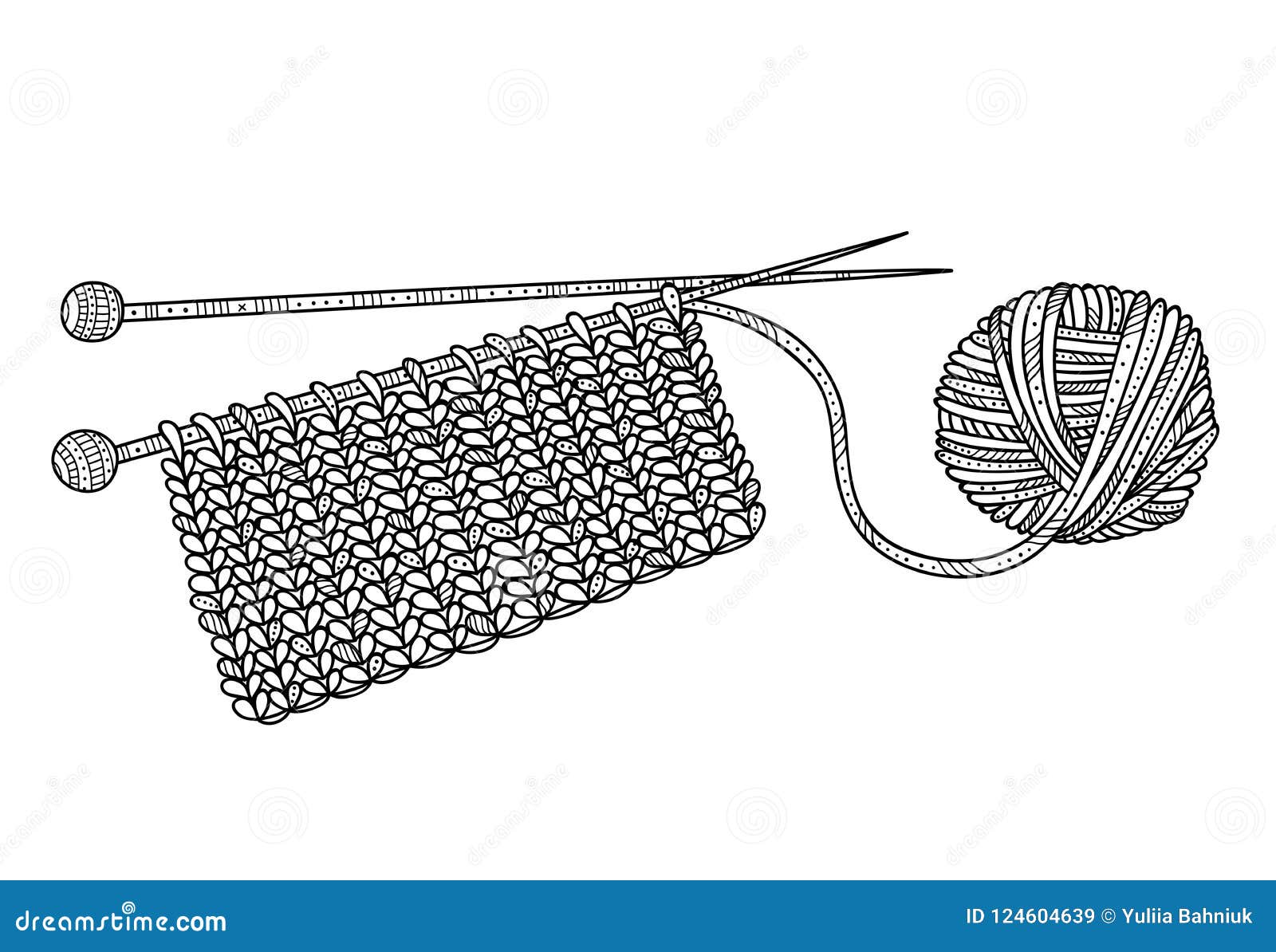 Download Vector Illustration Of Knitting And Yarn Ball With Needles ...