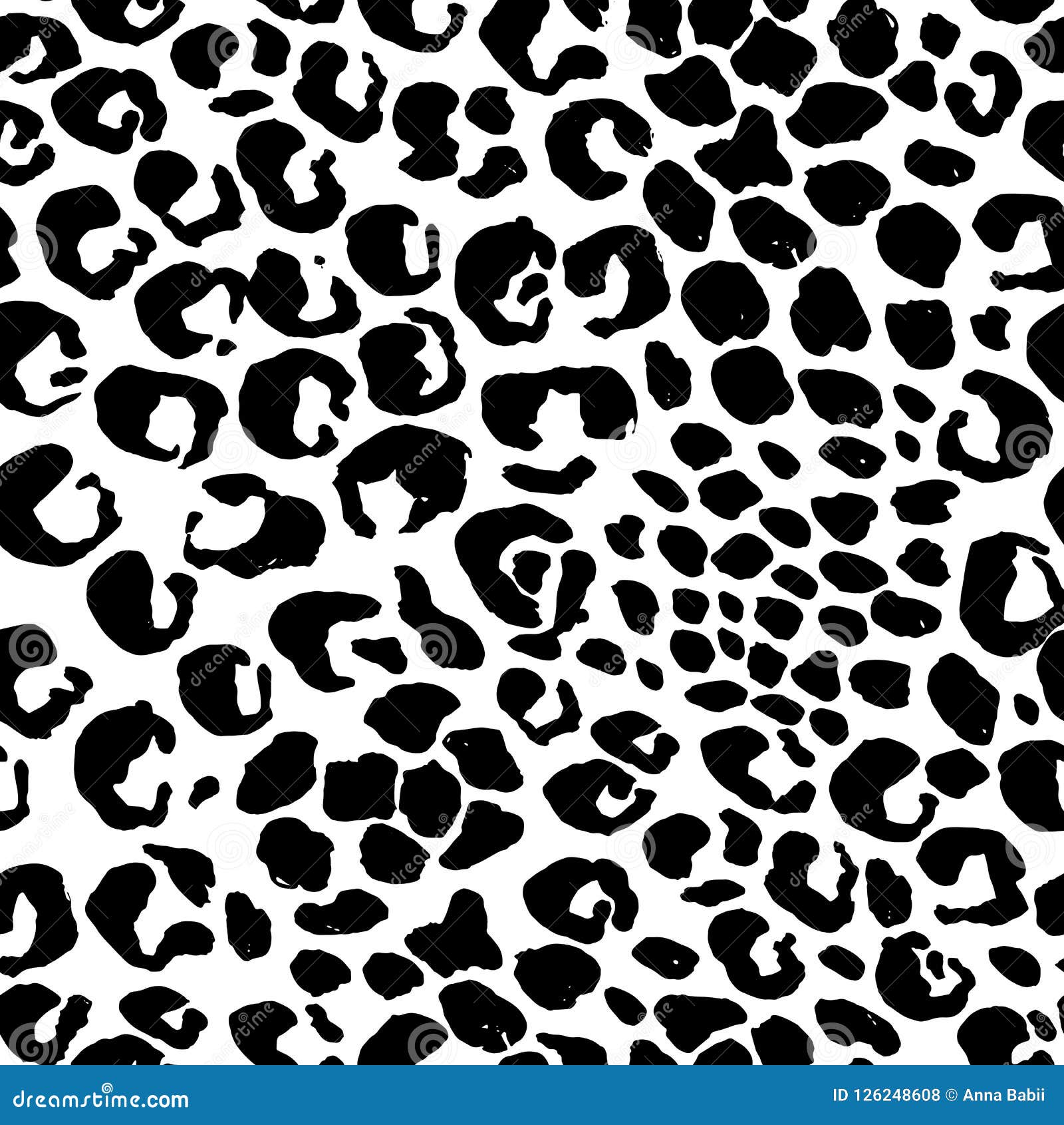 Vector Illustration Leopard Print Seamless Pattern. Black and White