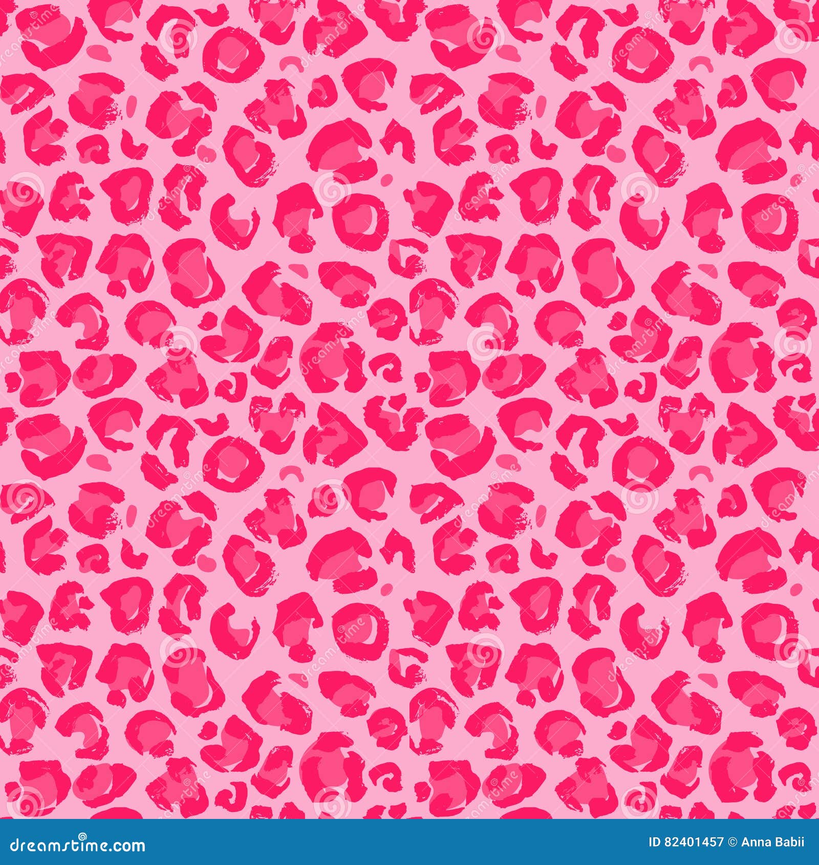 Vector Illustration Leopard Print Seamless Pattern. Pink Hand Drawn ...