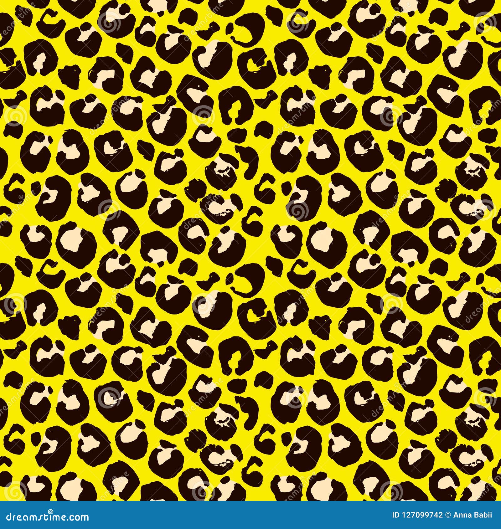 Vector Illustration Leopard Print Seamless Pattern. Yellow Hand Drawn ...