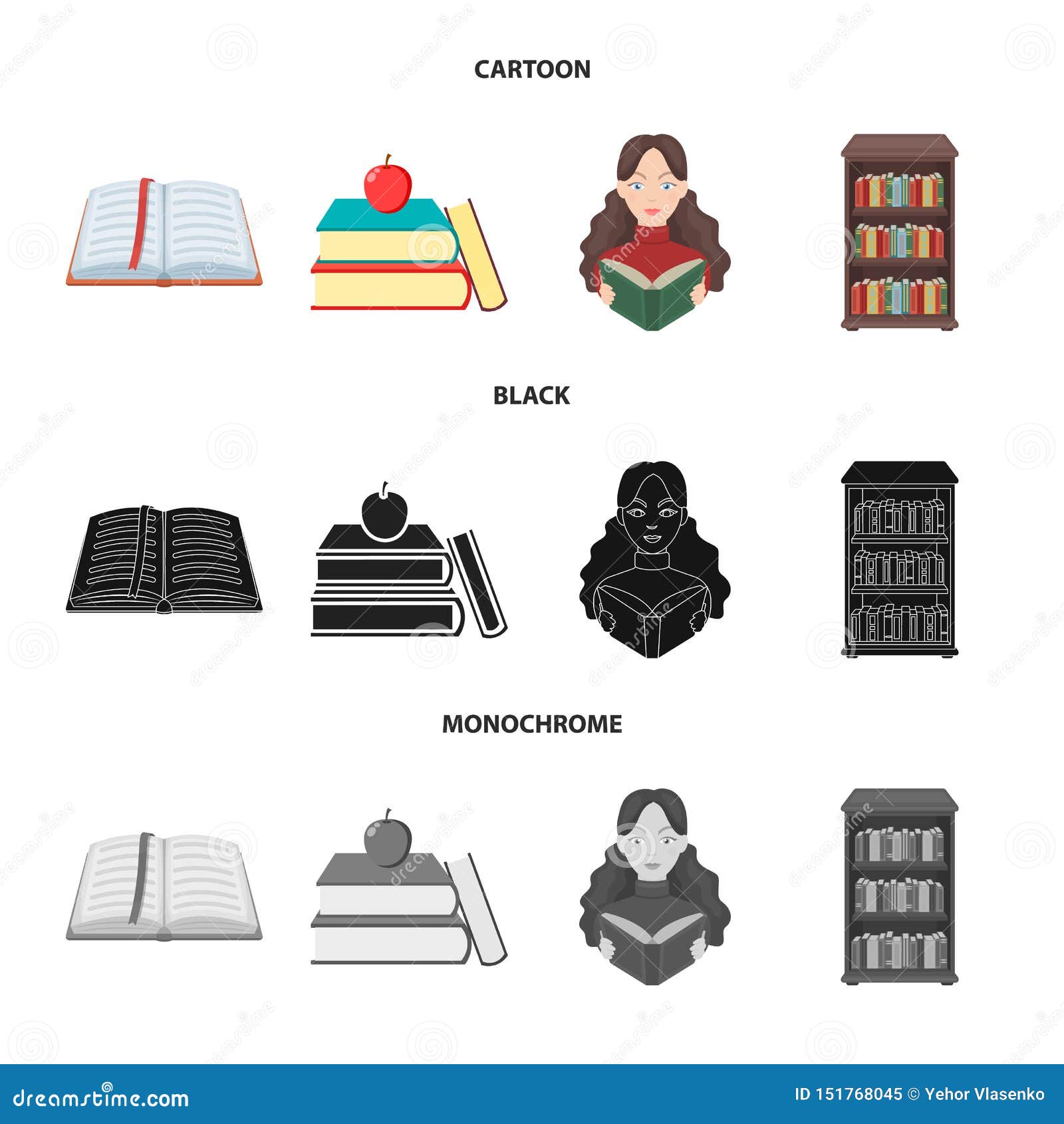 Download Vector Design Of Library And Textbook Icon. Collection Of Library And School Stock Vector ...