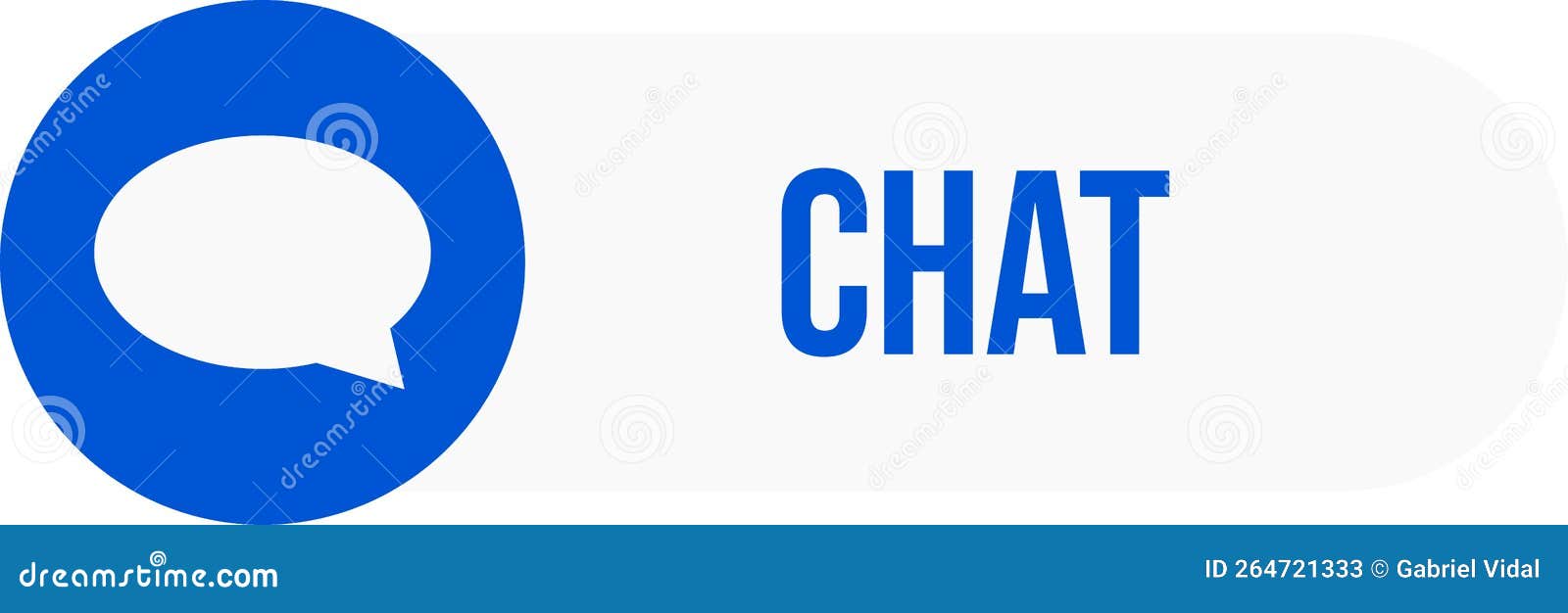 Chat Button. Button for Chat. Blue Chat Button with Text and Speech