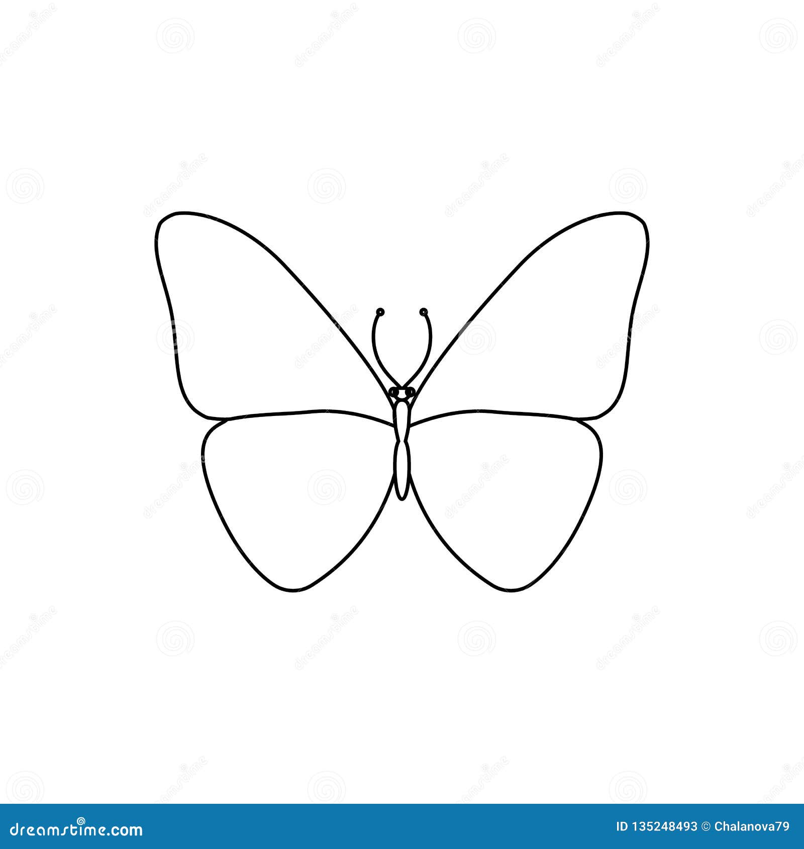 Vector Illustration. Line Style Butterfly. Simple. Template Stock
