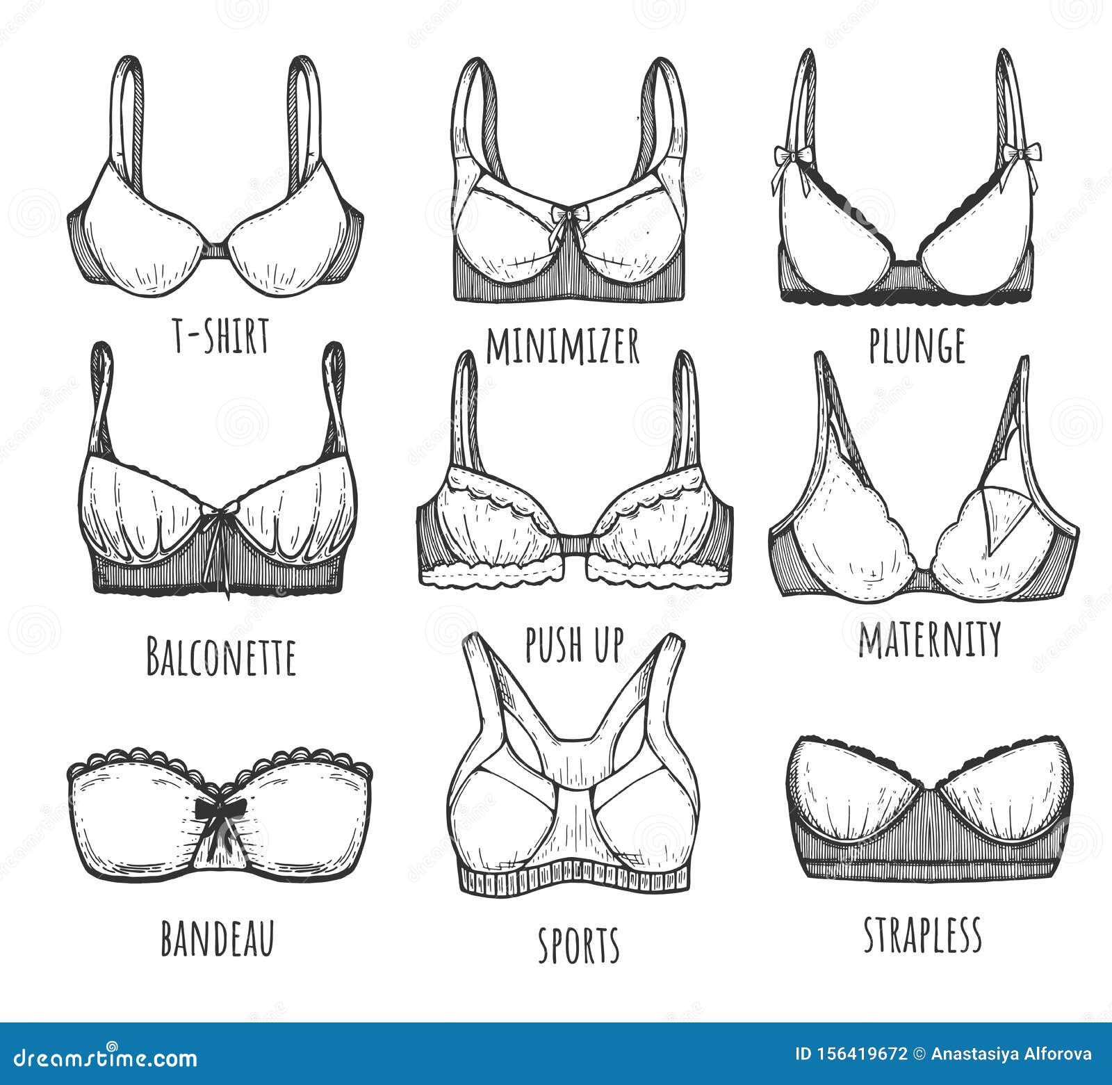 Female Underwear Different Types Set Stock Vector - Illustration