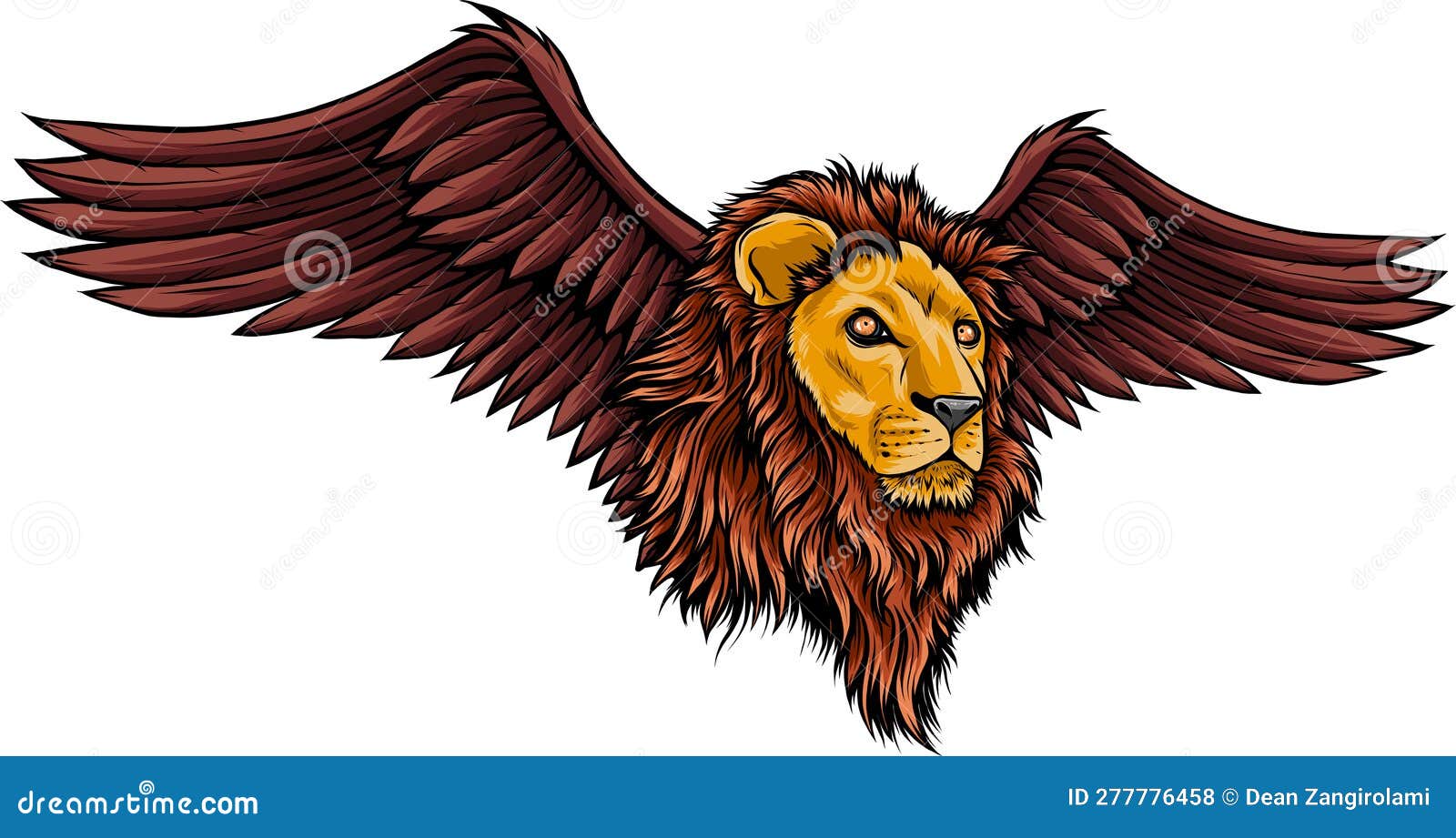 Vector Illustration of Lion Head Winged on White Background Stock ...