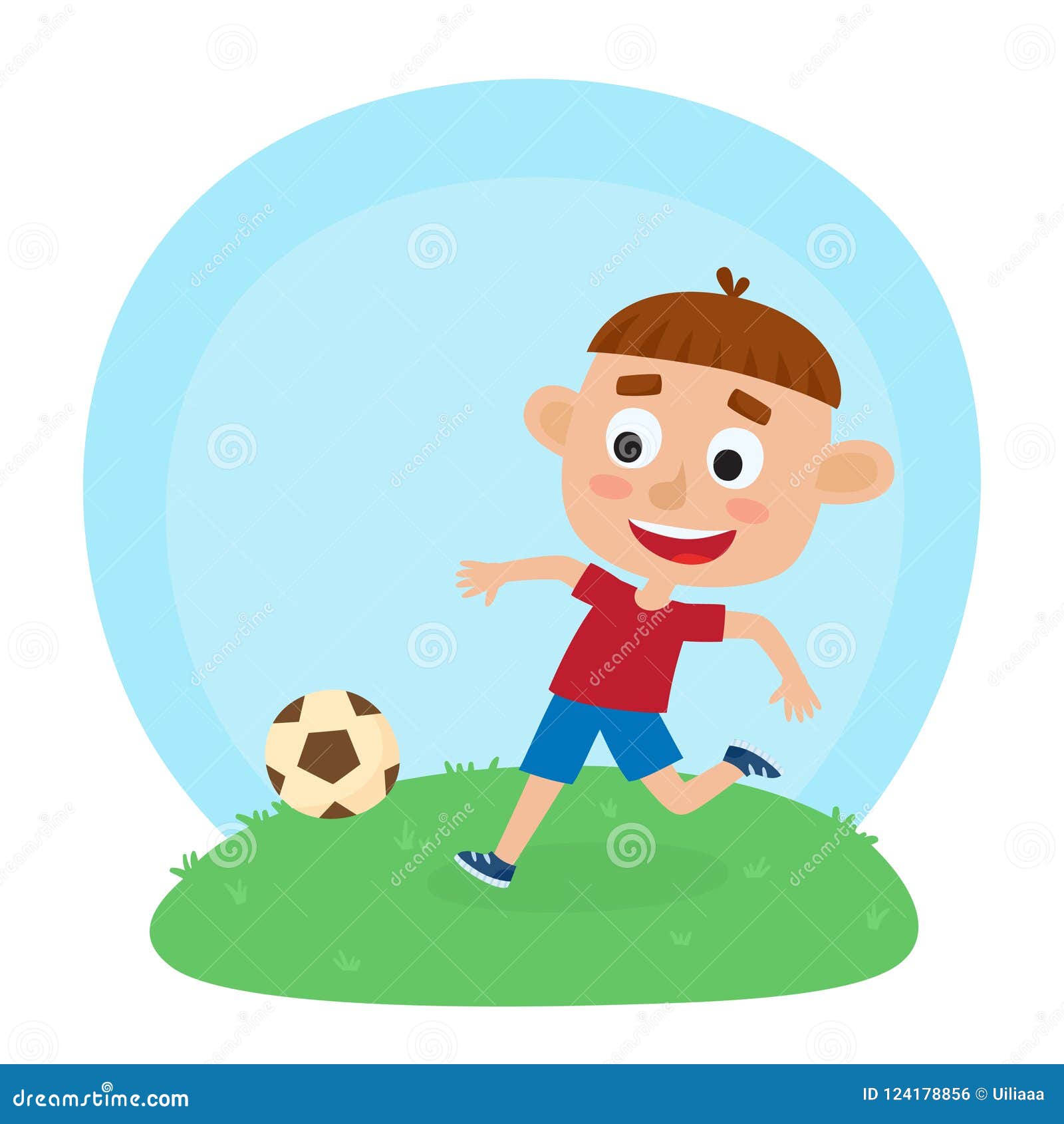 boy kicking ball clipart blue