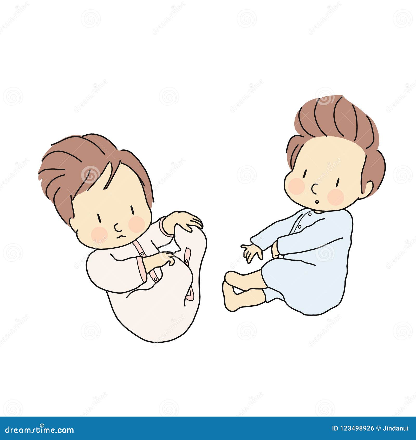 Vector Illustration Of Little Infants Laying. Newborn ...