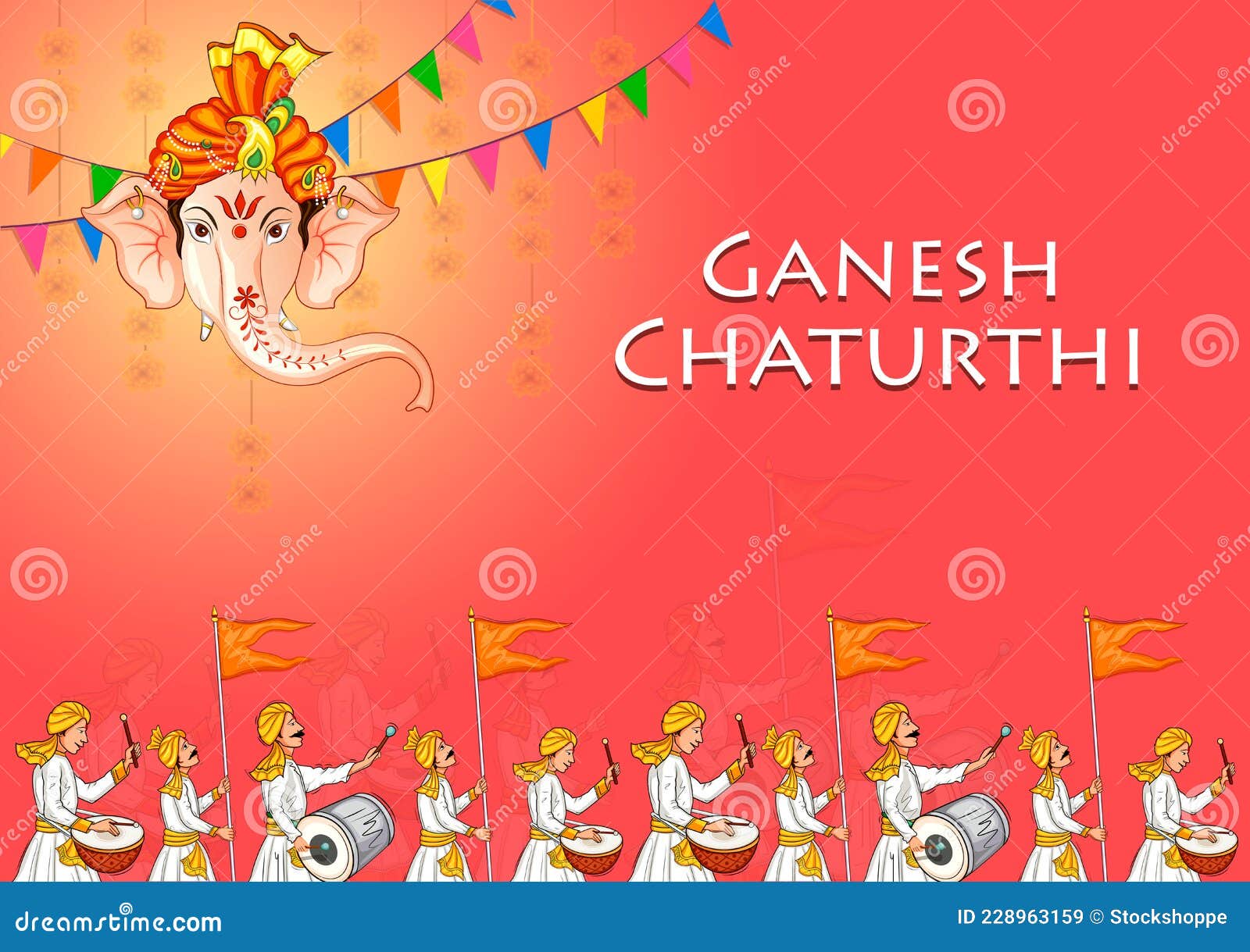 Lord Ganapati for Happy Ganesh Chaturthi Festival Religious Banner  Background Stock Vector - Illustration of ganpati, faith: 228963159