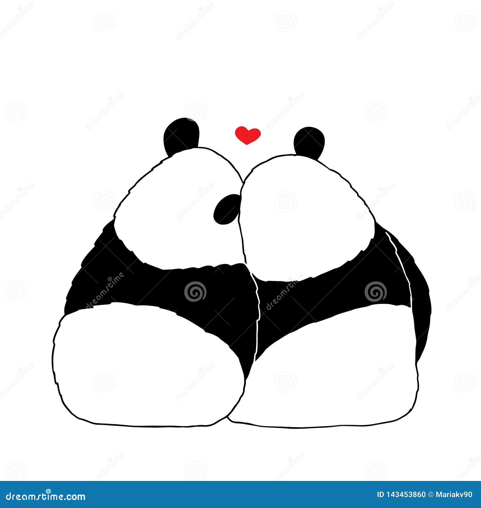 Cute panda cartoon hand drawn style Royalty Free Vector