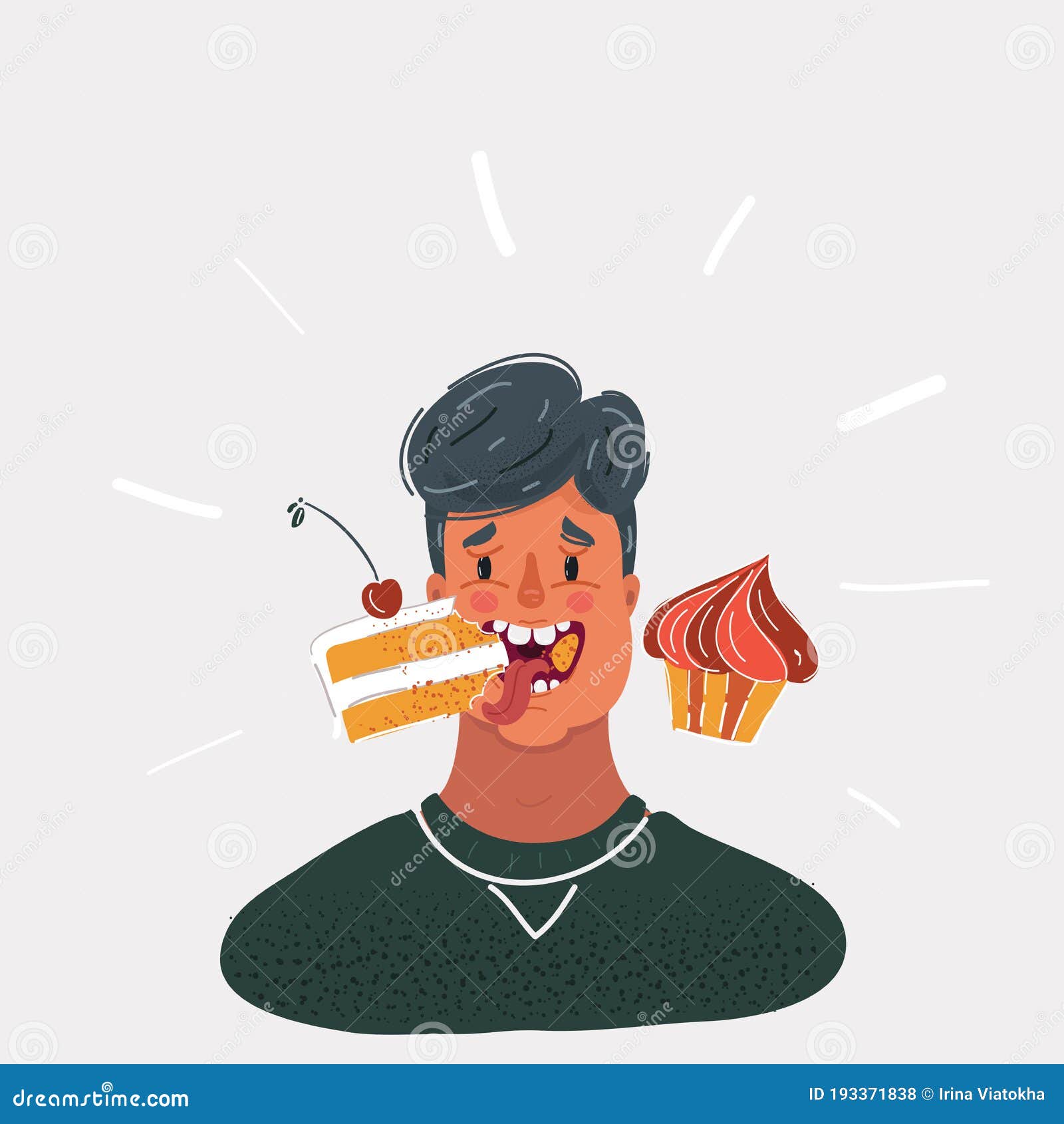 Vector Illustration of Man Eating Cakes Stock Illustration
