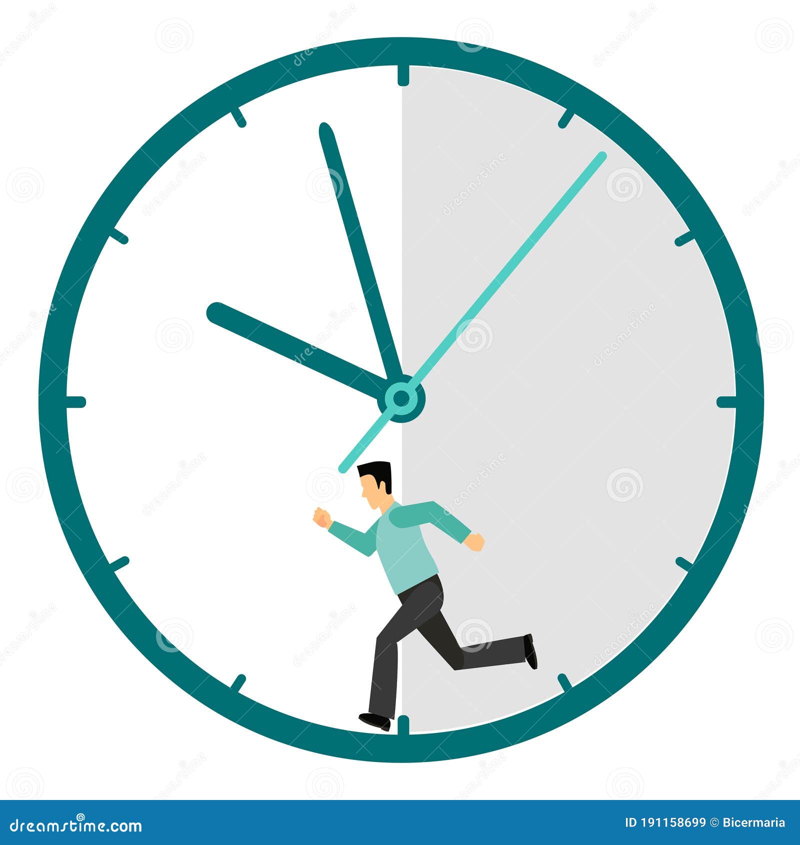   of a man running nonstop inside the clock like a hamster.