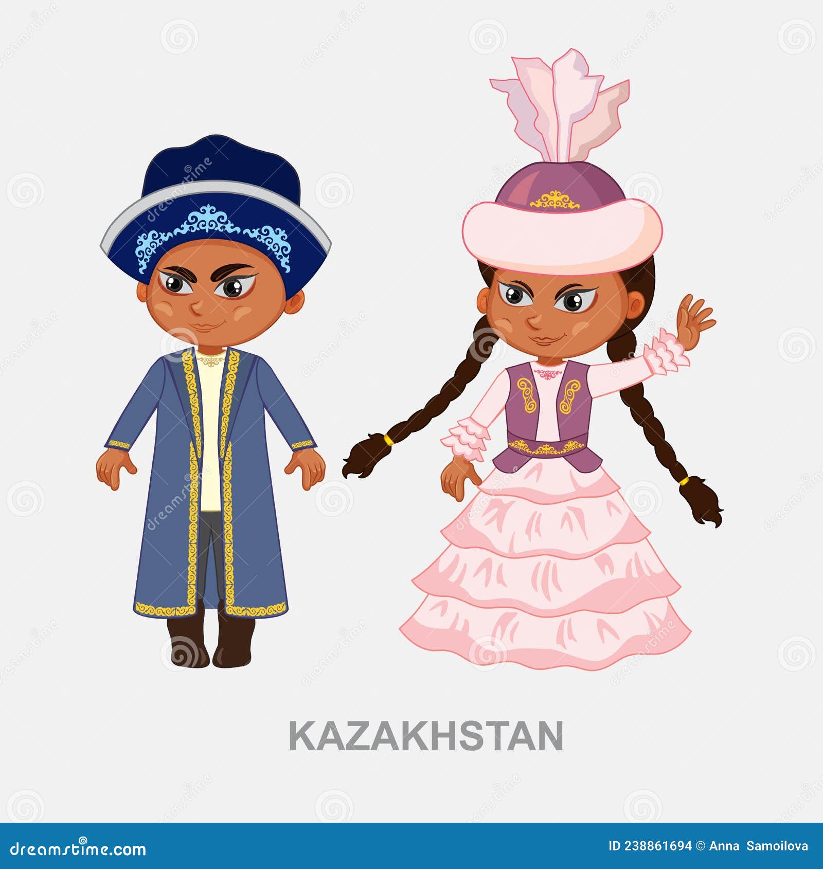 Раскраска национальные костюмы казахов