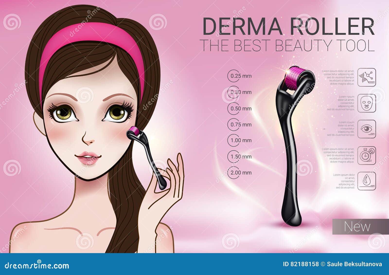  with manga style girl and derma roller.