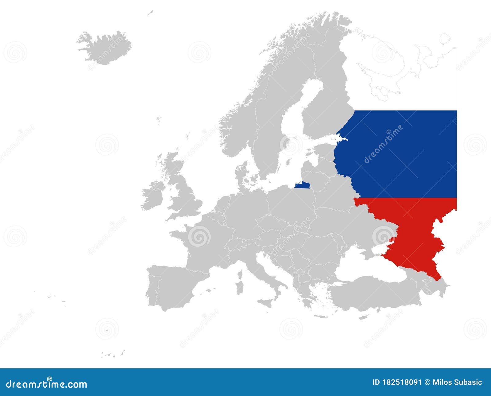 russia on map of europe