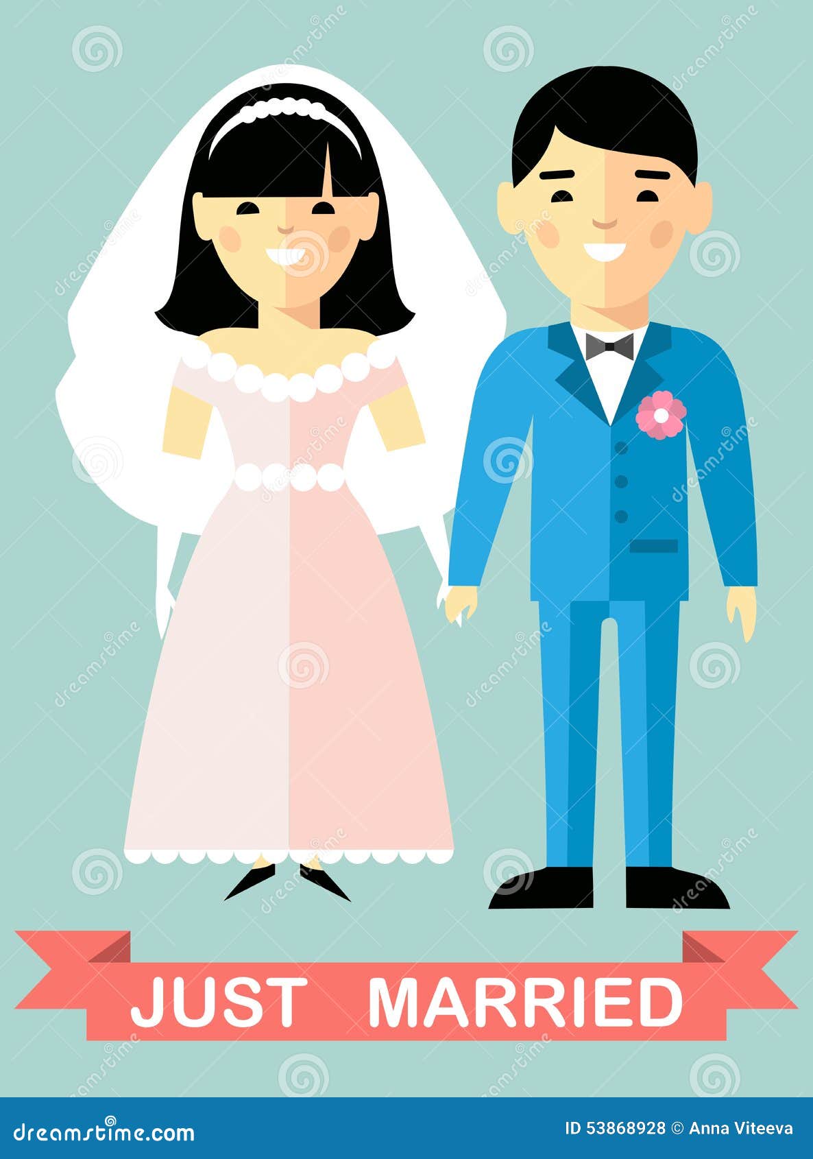 Vector Illustration Of A Married Asian Couple People In