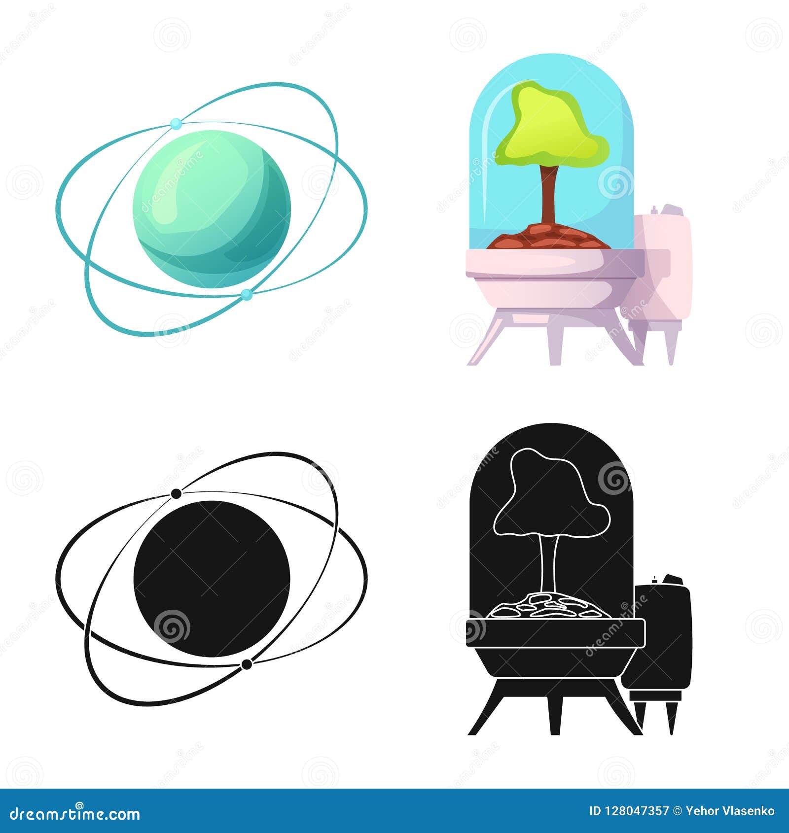Vector Design Of Mars And Space Sign Collection Of Mars And