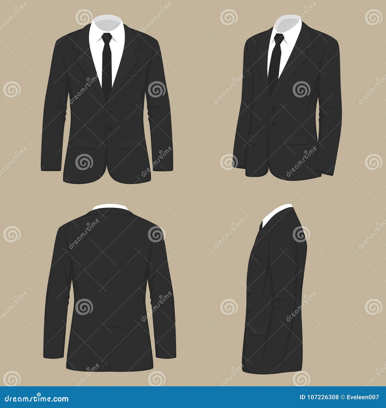 Suit Uniform, Back Side View Of Jacket Stock Vector - Illustration Of  Gentleman, Shirt: 107226308