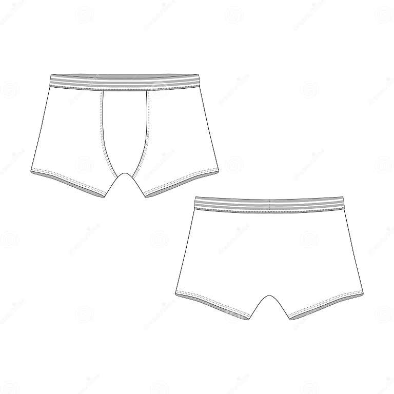 Man Underwear. Technical Sketch Boxer Shorts Isolated Stock ...