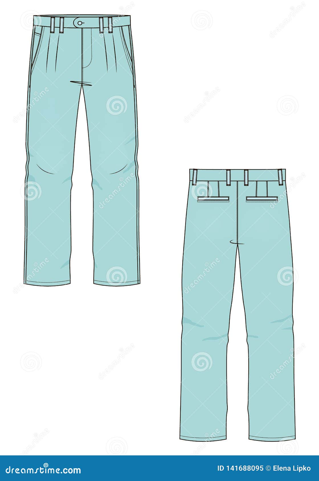 Vector Illustration of Mens Jeans. Front and Back Stock Vector ...