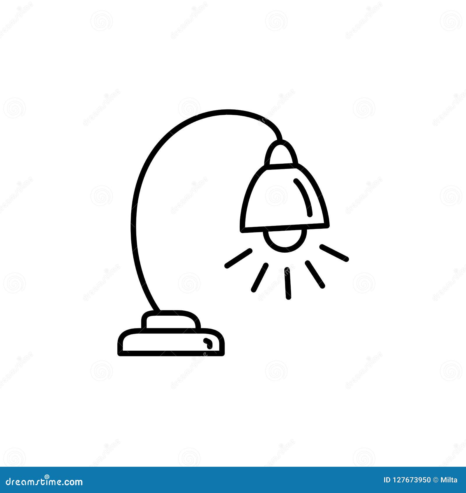 Vector Illustration of Modern Table Lamp. Line Icon of Desk Stud Stock