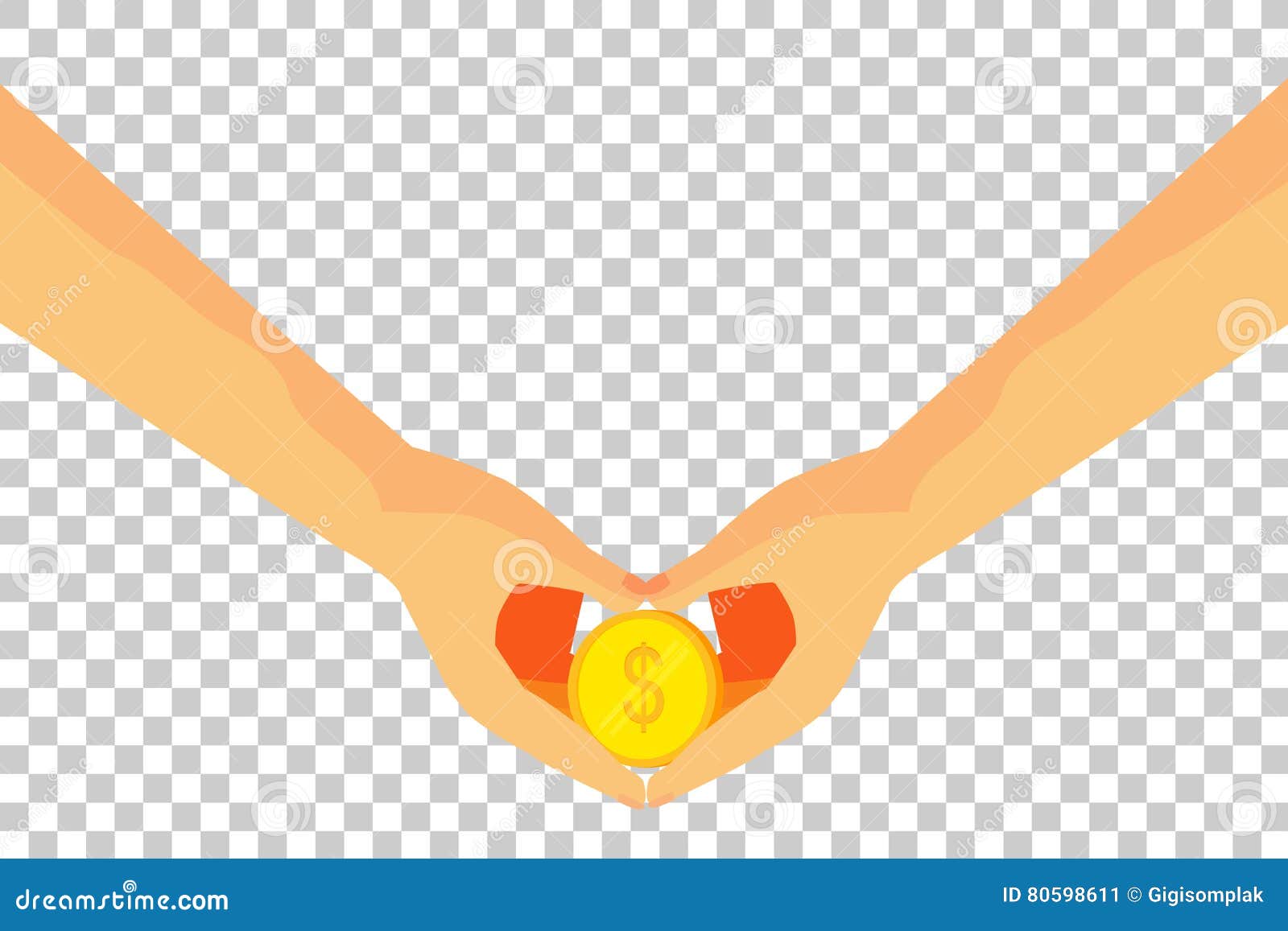  for money grubber, holding silver rupiah coin at transparent effect background