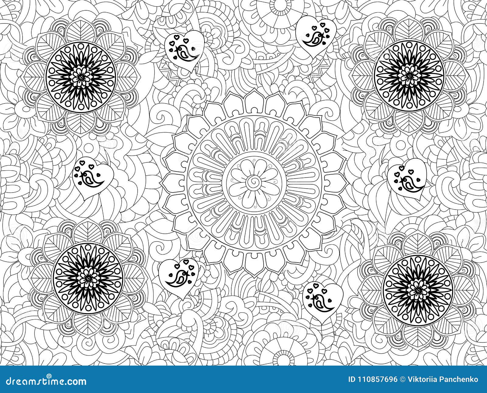 Download Vector Monochrome Floral Pattern Hand Drawn Texture Decorative Flowers Coloring Book