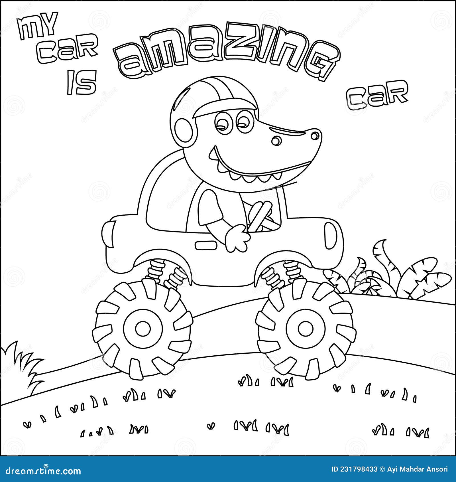 Vector Illustration of Monster Truck with Cute Dinosaur Driver. Cartoon  Isolated Vector Illustration, Creative Vector Childish Stock Vector -  Illustration of pickup, monster: 231798433