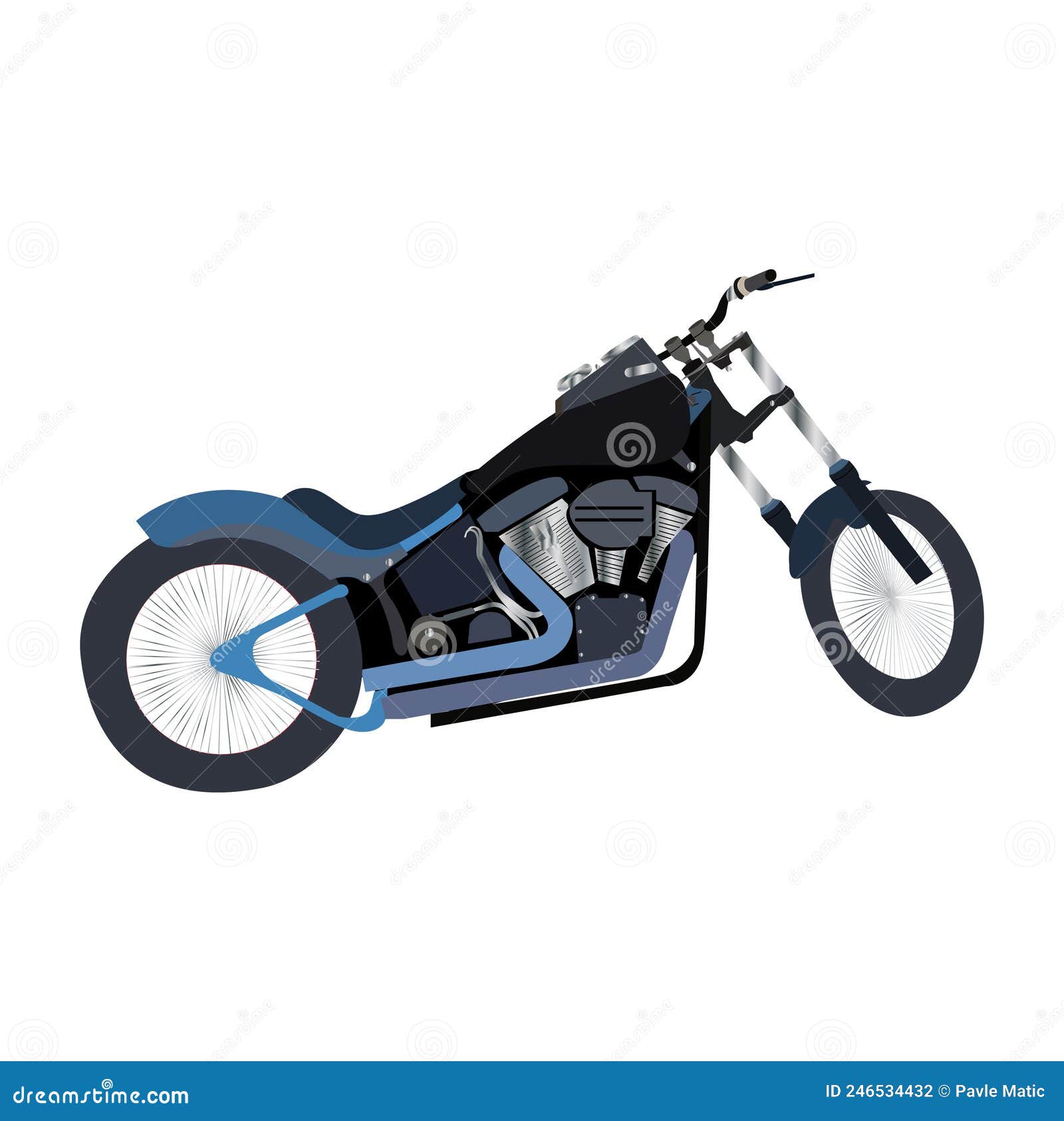 motorcycle oldtimer chopper on white background