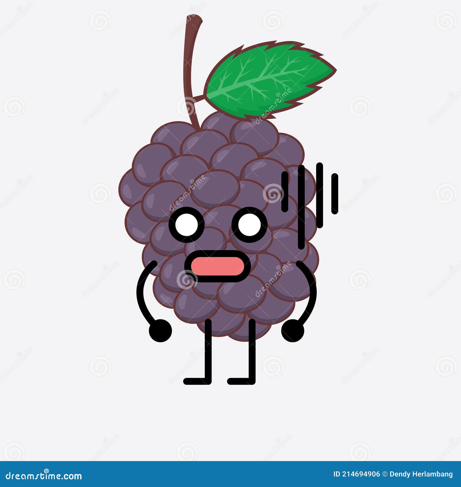 Mulberry Fruit Cute Character Illustration with Simple Face, Hands and ...