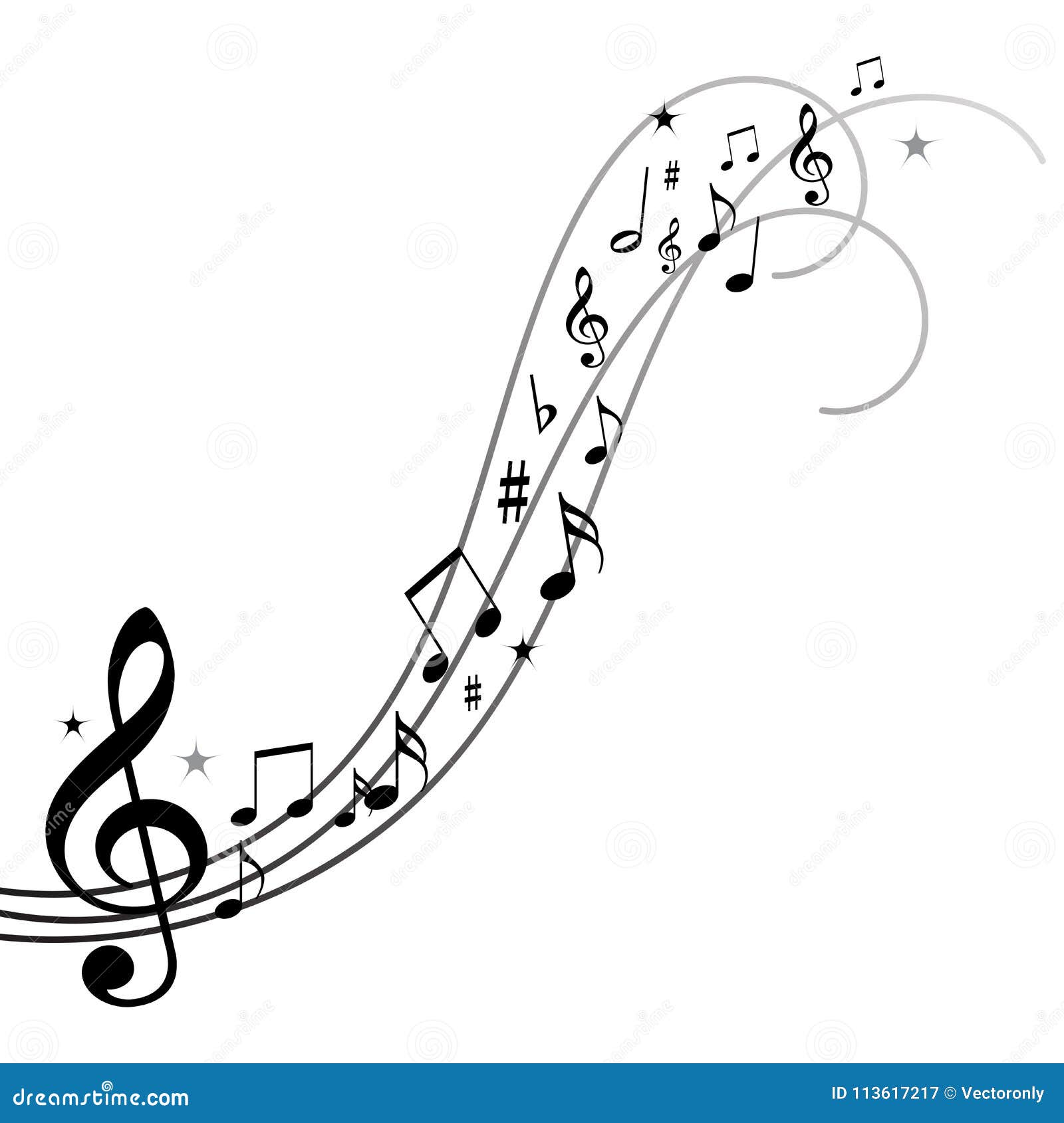 Music Notes, Musical Notes with Stars Stock Vector Illustration of