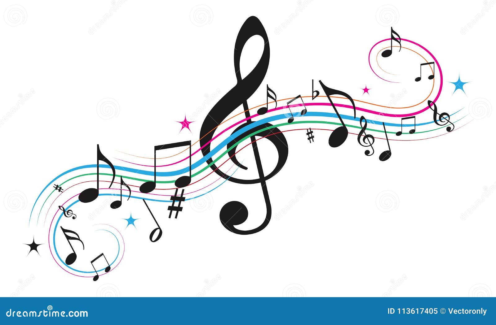 Music Notes, Musical Notes with Stars Stock Vector Illustration of