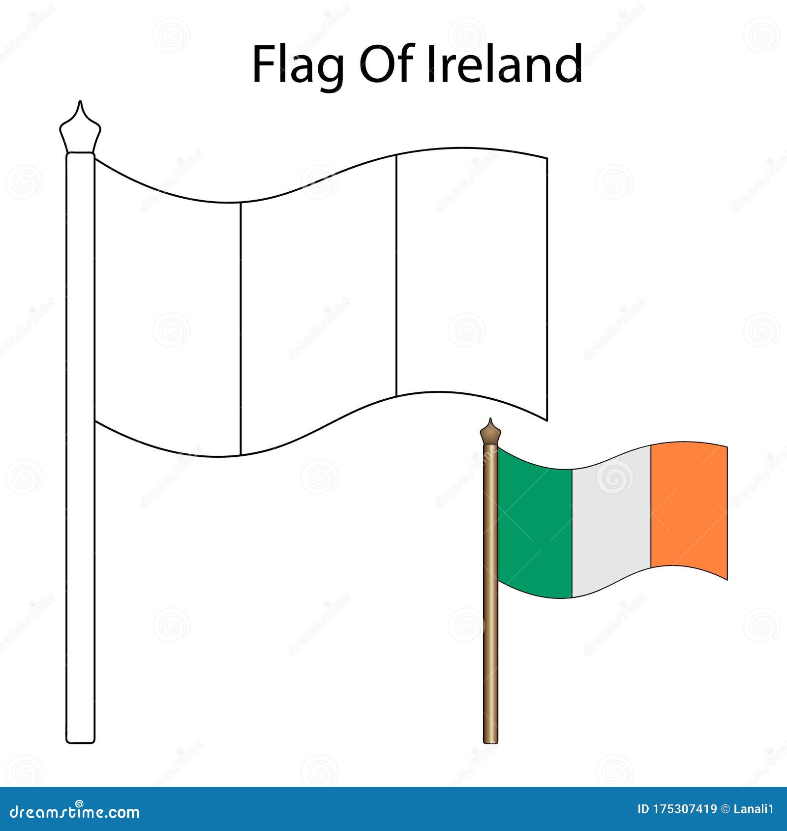 Download Vector Illustration Of The National Flag Of Ireland. Coloring Book For Children And Adults ...