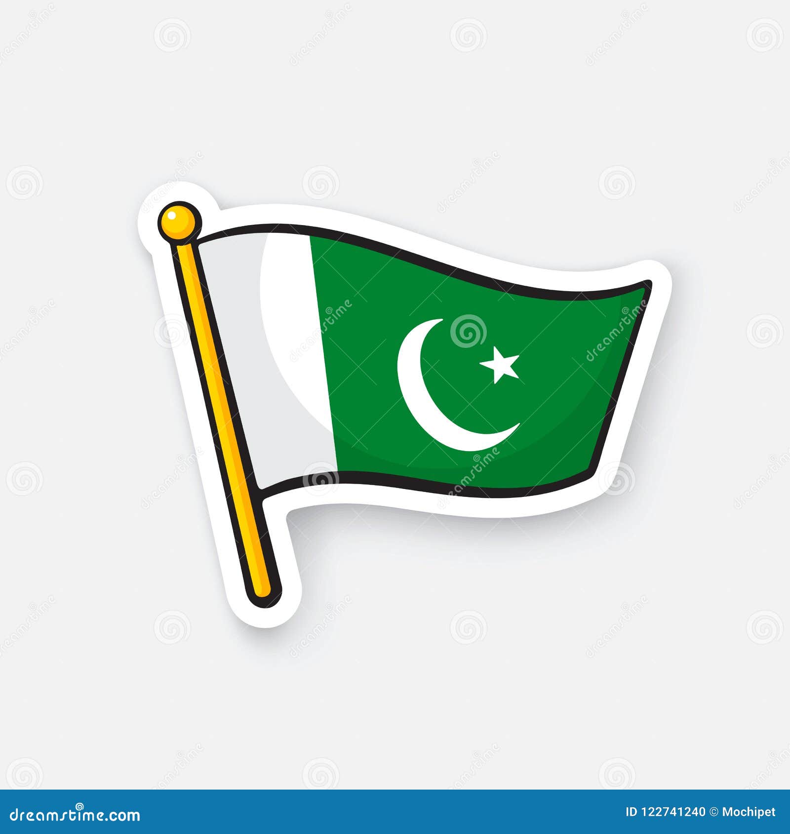 sticker flag of pakistan on flagstaff