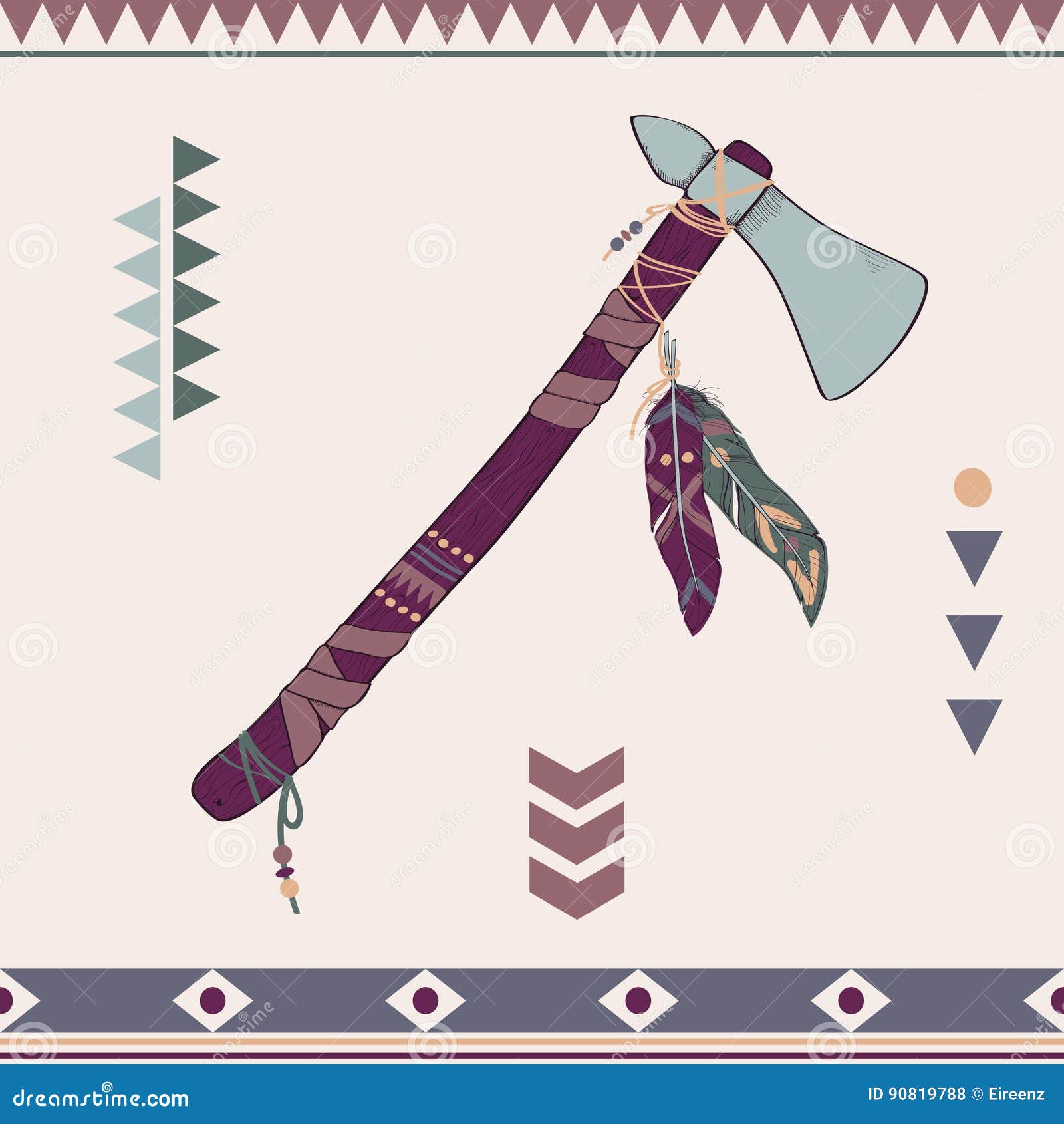 Vector Illustration Of Native American Indian Tomahawk Stock Vector