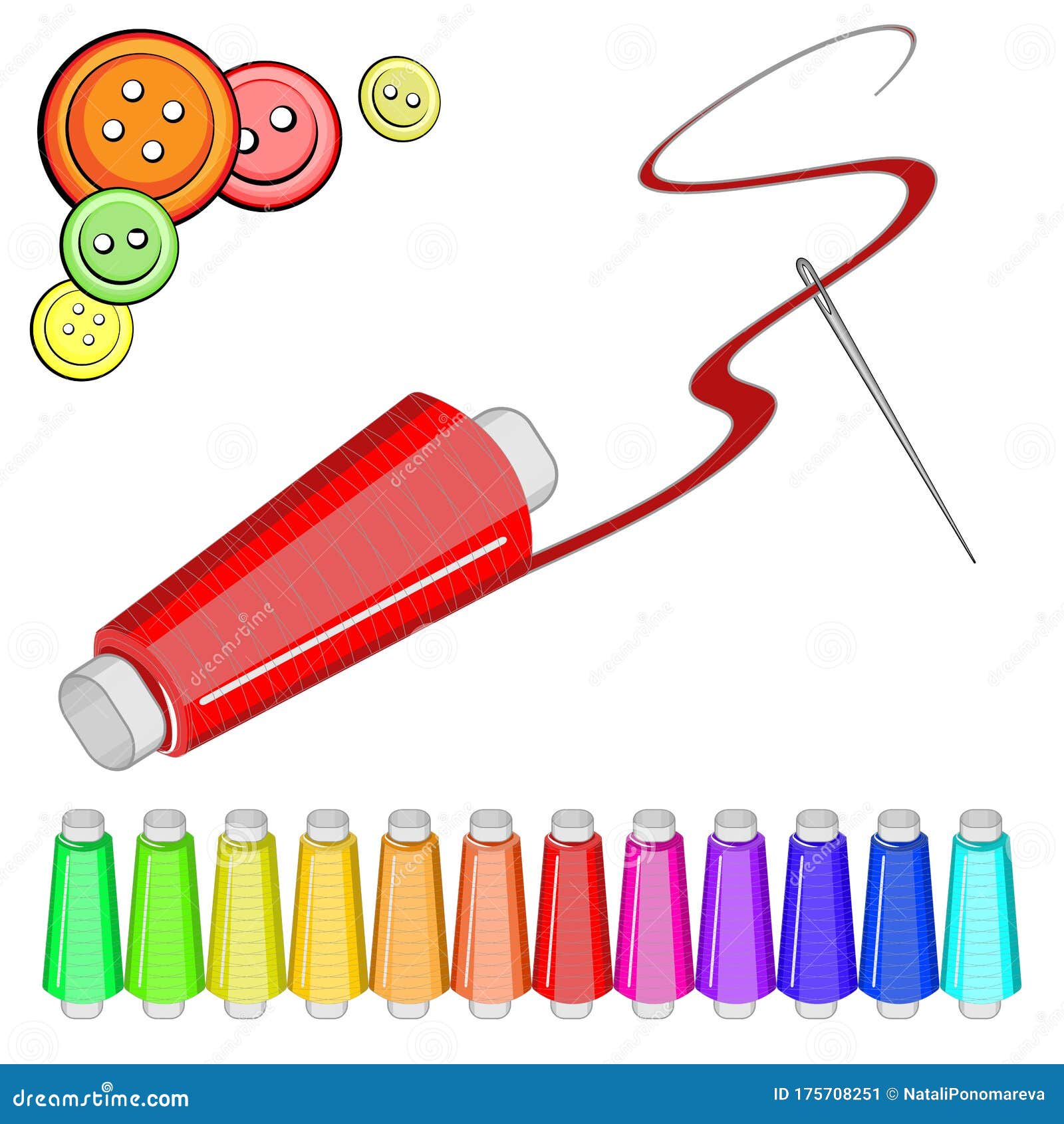 Vector Illustration for a Needlework Project a Set of Colored Threads