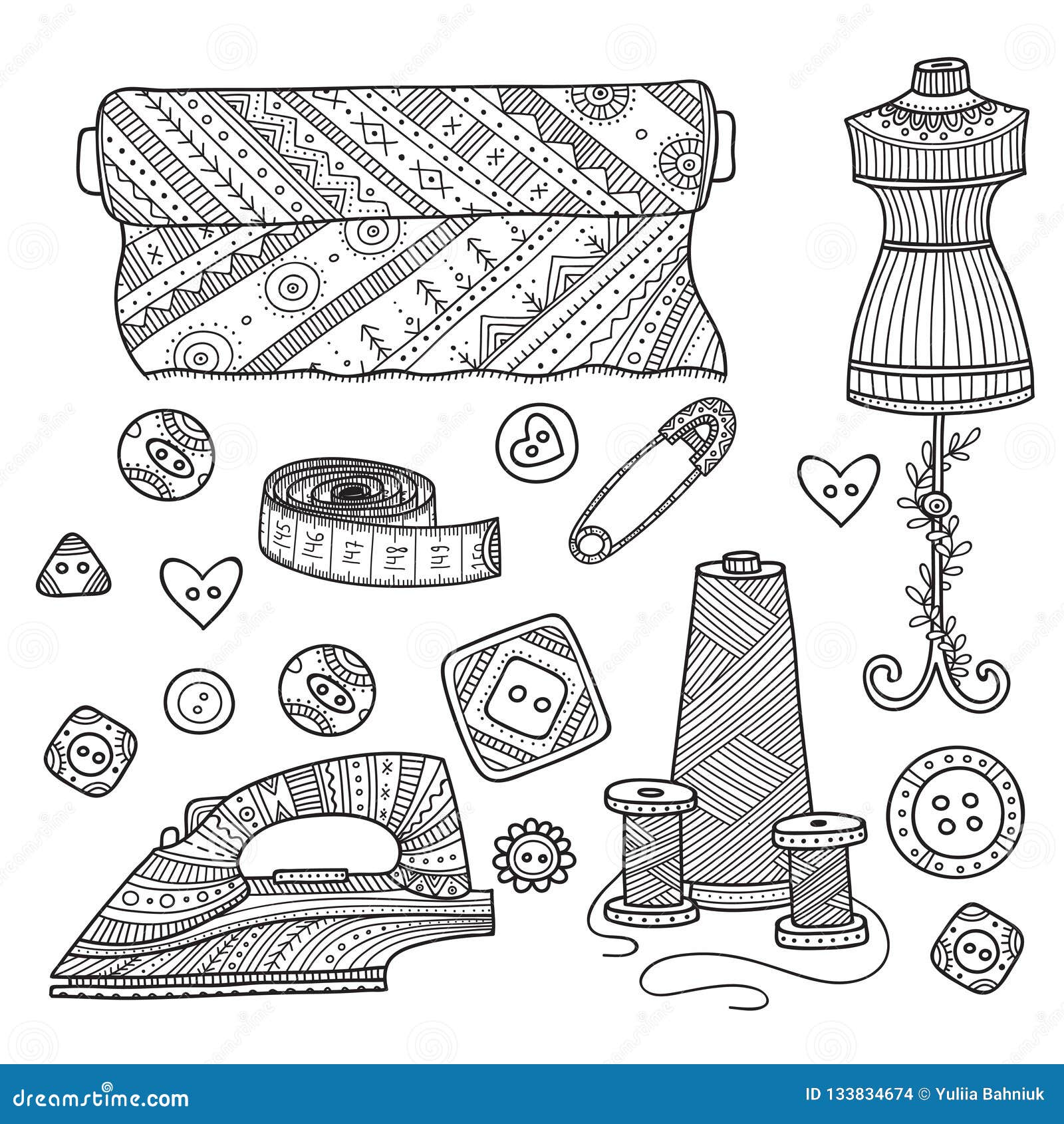 Download Vector Illustration Of Needlework, Sewing Tools Stock Vector - Illustration of made, african ...