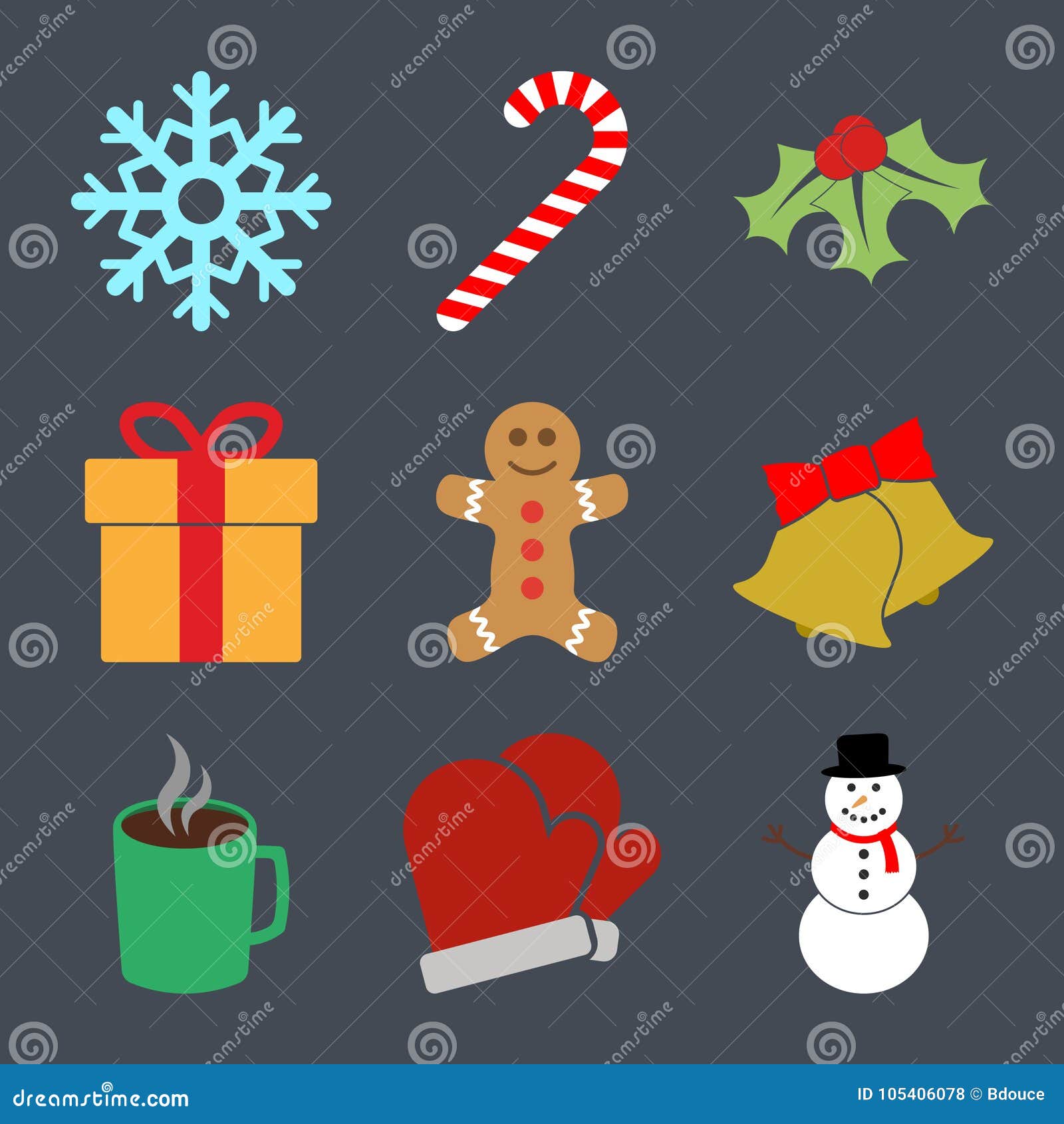 9 Colorful Winter Holiday Icons Stock Vector - Illustration of santa ...