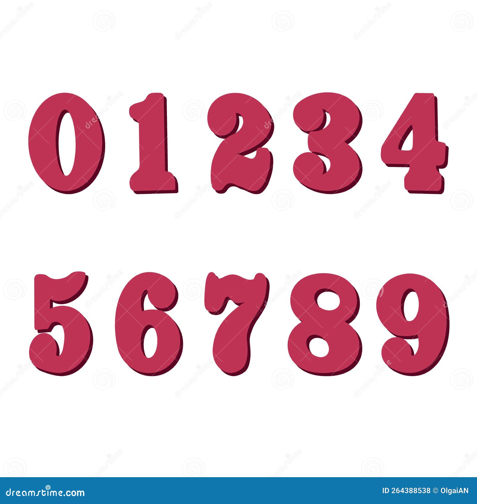 Vector Illustration of Numbers from Zero To 9. a Set of Handdrawn