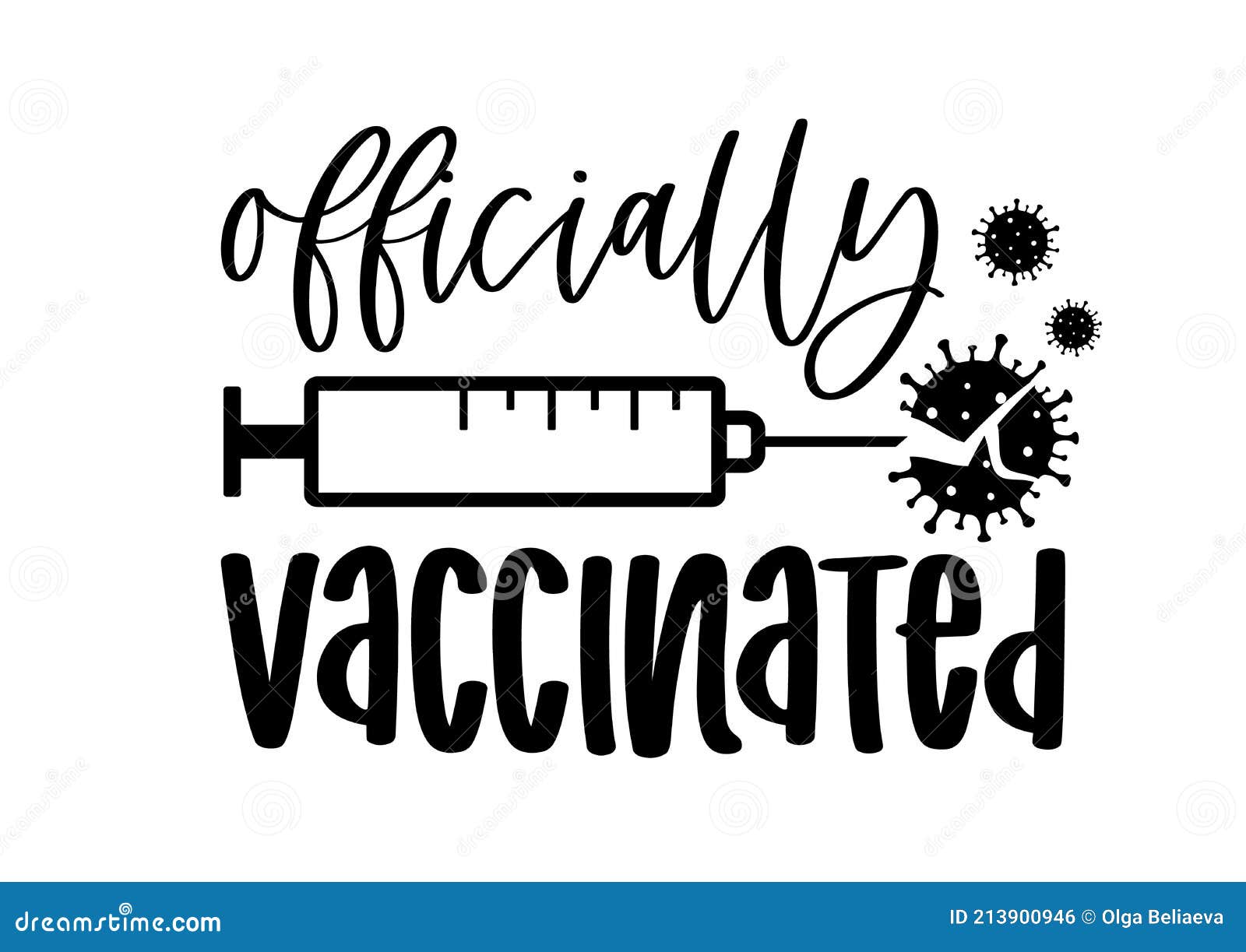   officially vaccinated covid-19 quote, corona virus vaccine with syringe.