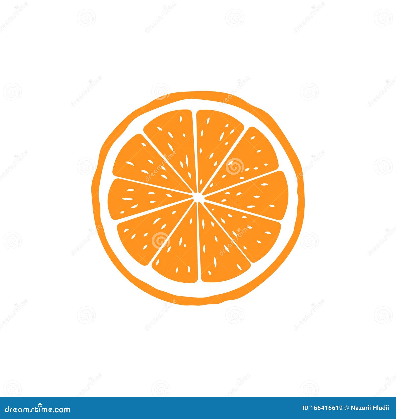Vector Illustration of Orange Fruit. Flat Design. Isolated. Stock
