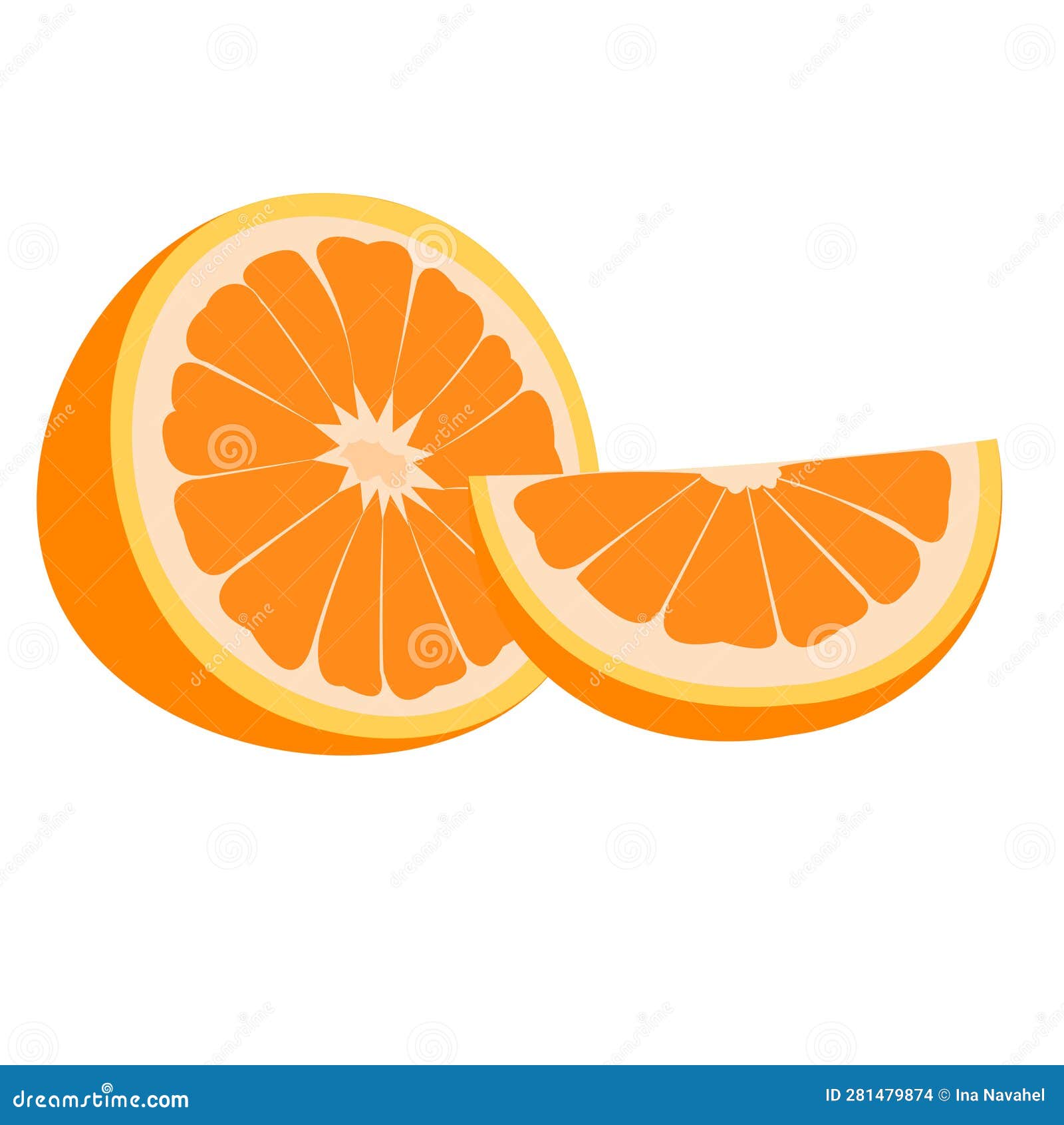Vector Illustration of a Orange. Lines Art Tropical Fruit Stock Vector