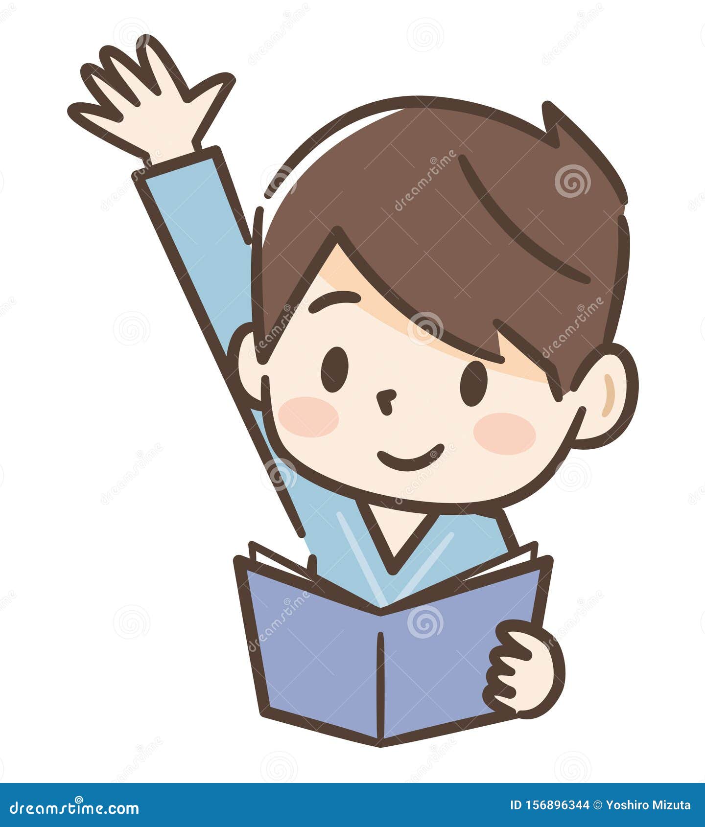 Boy raising hands in class stock vector. Illustration of young 156896344